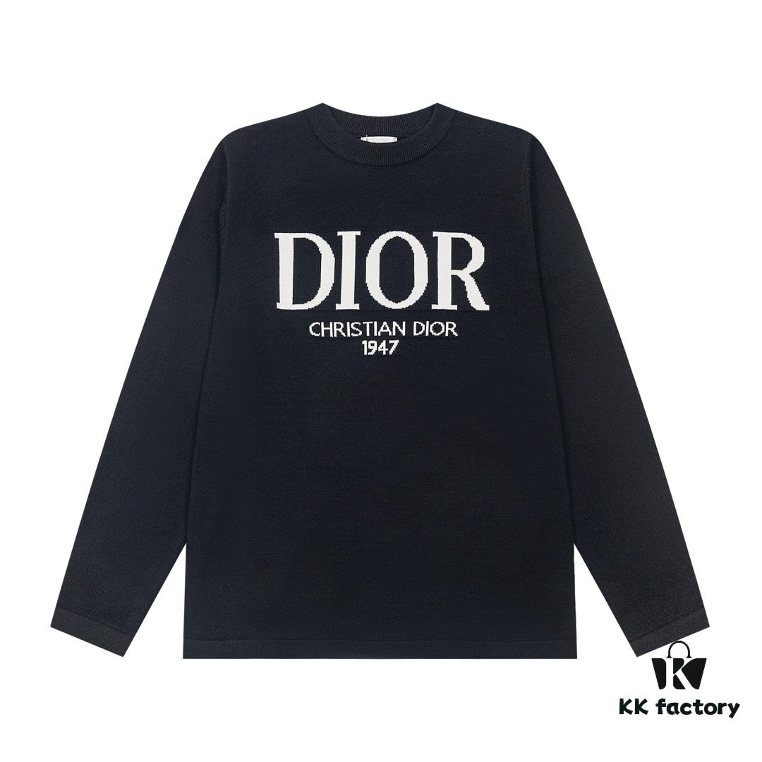 DIOR Autumn-Winter New Arrival Letter Jacquard Crew Neck Sweater Unisex Stylish Pullover