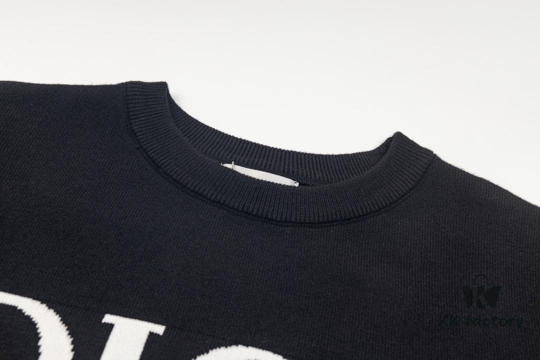 DIOR Autumn-Winter New Arrival Letter Jacquard Crew Neck Sweater Unisex Stylish Pullover