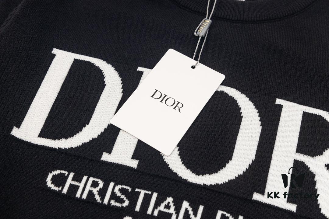 DIOR Autumn-Winter New Arrival Letter Jacquard Crew Neck Sweater Unisex Stylish Pullover