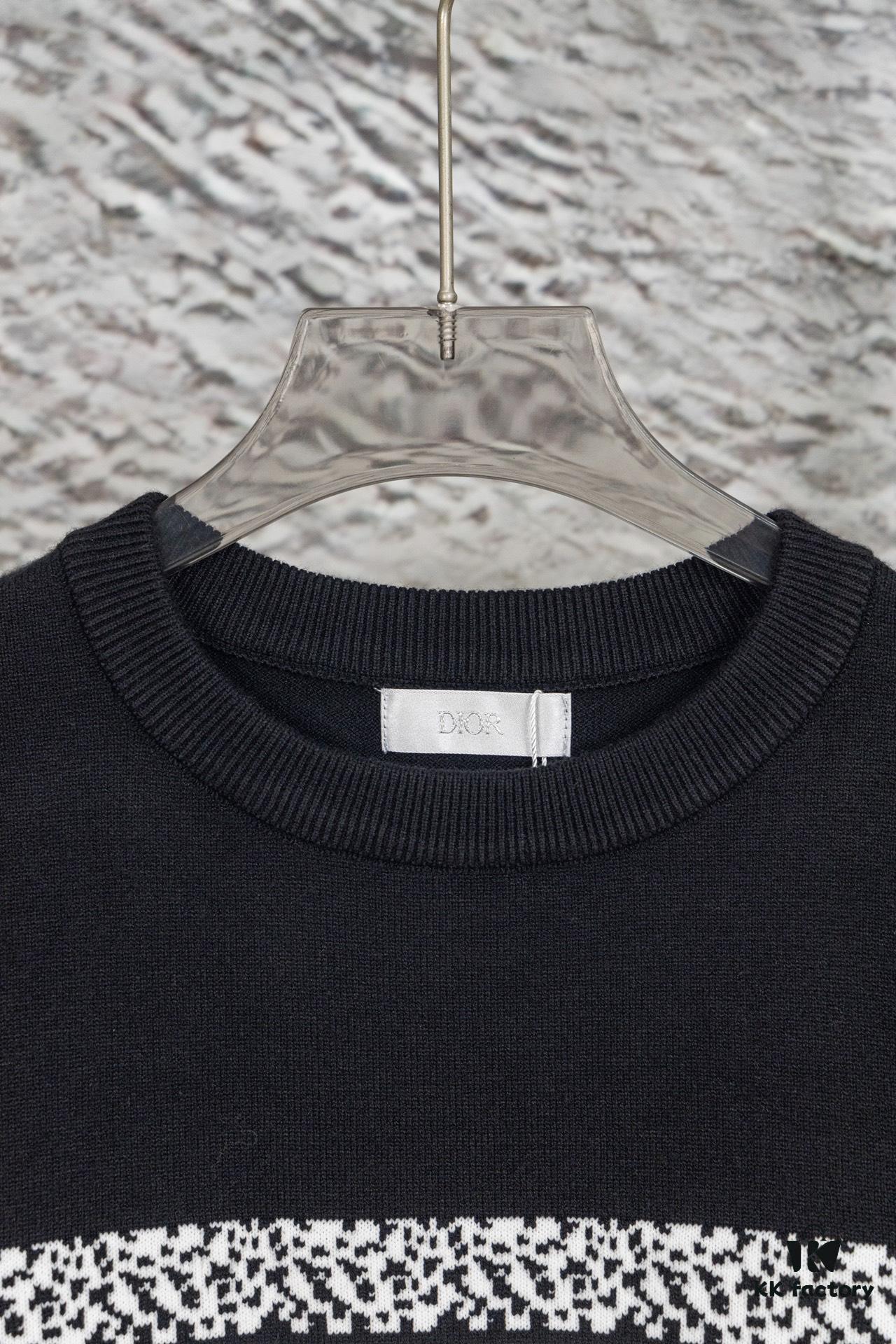 Dior DIOR New 2024 Jacquard Knit Long Sleeve Sweater Unisex, Classic Elastic Slim-Fit Short Sleeve T-Shirt, Exquisitely Crafted, Smooth and Breathable Fabric, High-End Soft Touch, Lightweight and Comfortable