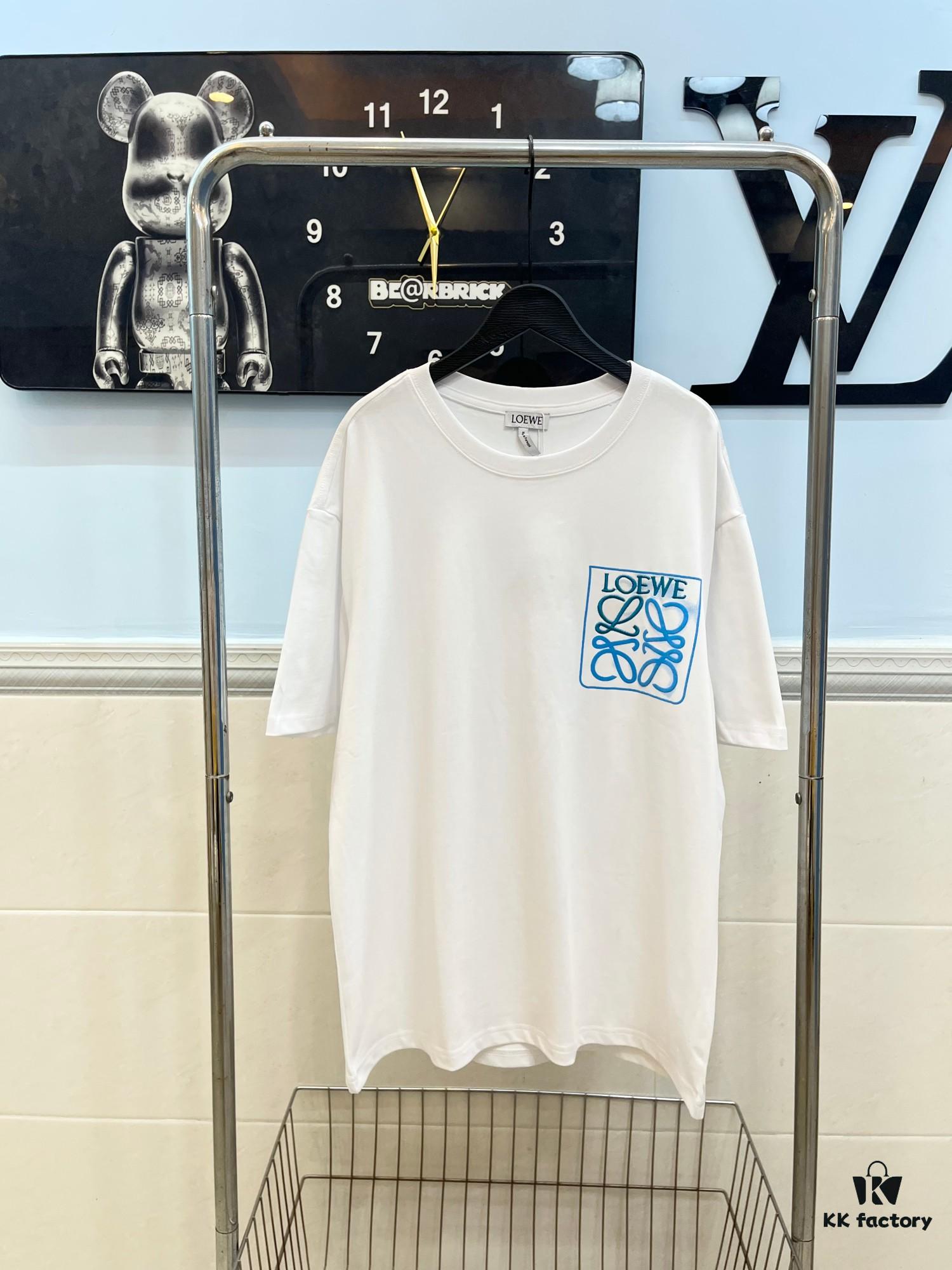 LOEWE Round-Neck Short-Sleeve Embroidered Jacket with Fake Pocket