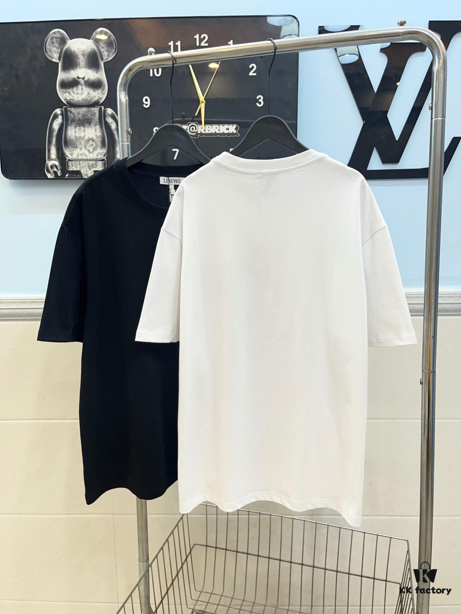 LOEWE Round-Neck Short-Sleeve Embroidered Jacket with Fake Pocket