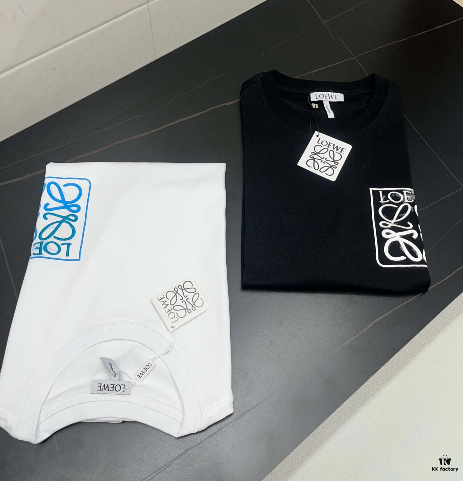 LOEWE Round-Neck Short-Sleeve Embroidered Jacket with Fake Pocket