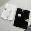 LOEWE Craftsmanship Color-Block Embroidered Round Neck Short Sleeve T-Shirt, Made from 300g Pure Cotton Double-Yarn Fabric, Soft and Comfortable to Wear, Featuring a Chest Color-Block Embroidered Letter Logo