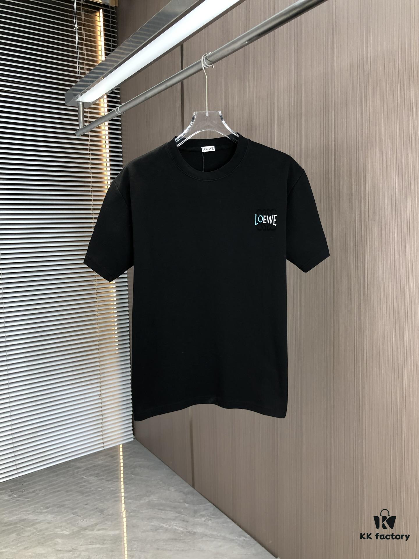 LOEWE 2025 Spring/Summer New Arrival Round Neck Short Sleeve T-Shirt with Laser-Burned Floral Print Effect, Made from 320g Double-Yarn Combed Cotton Fabric, Slightly Loose Fit, Soft and Substantial Fabric Texture, Unisex Design