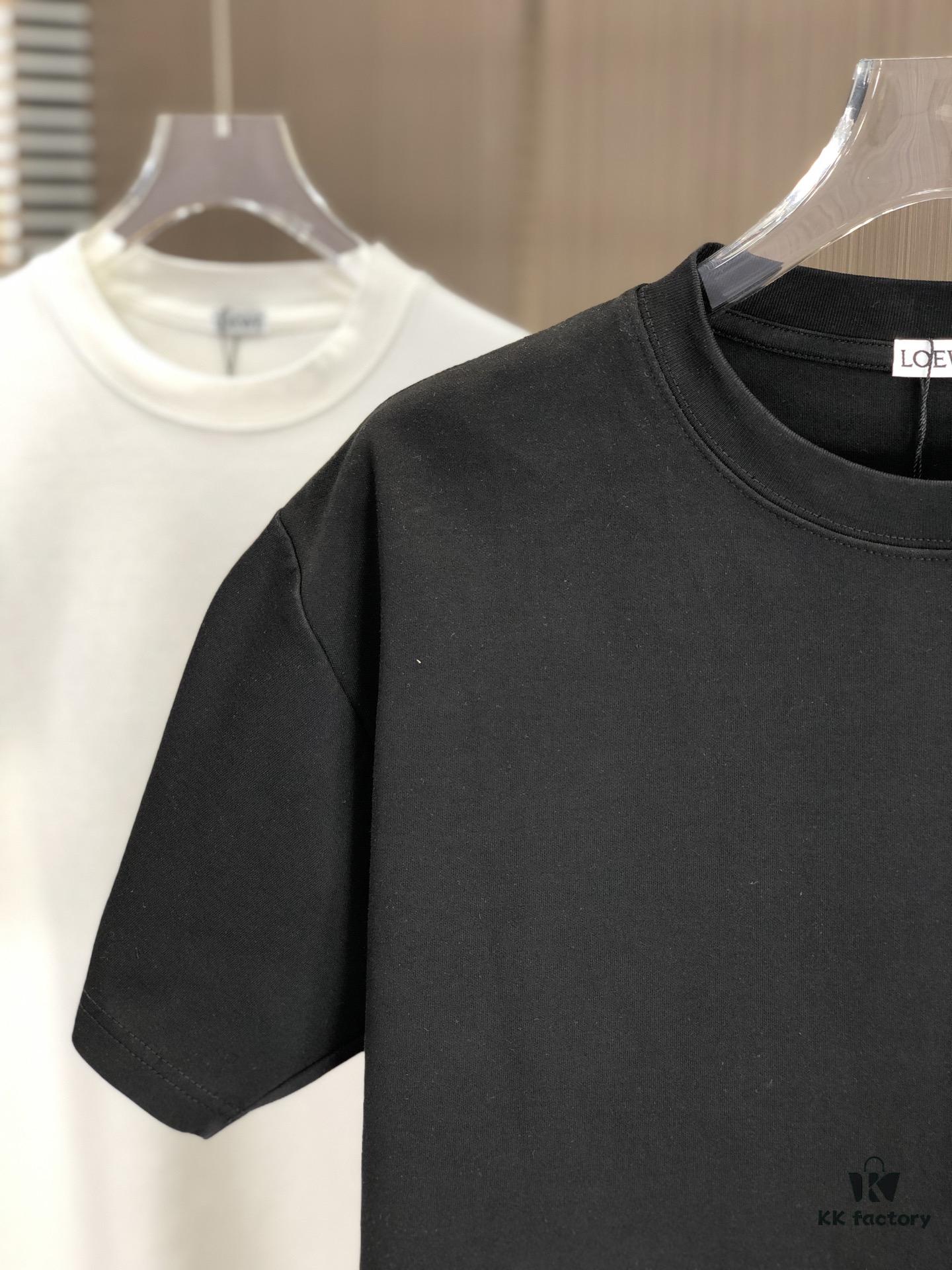 LOEWE 2025 Spring/Summer New Arrival Round Neck Short Sleeve T-Shirt with Laser-Burned Floral Print Effect, Made from 320g Double-Yarn Combed Cotton Fabric, Slightly Loose Fit, Soft and Substantial Fabric Texture, Unisex Design