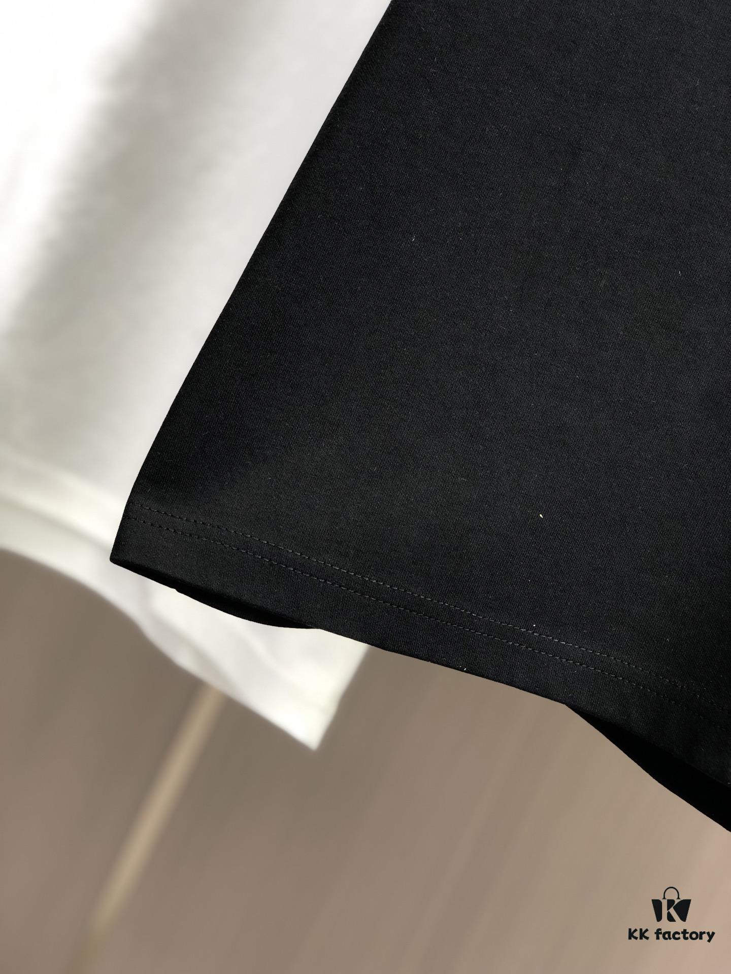 LOEWE 2025 Spring/Summer New Arrival Round Neck Short Sleeve T-Shirt with Laser-Burned Floral Print Effect, Made from 320g Double-Yarn Combed Cotton Fabric, Slightly Loose Fit, Soft and Substantial Fabric Texture, Unisex Design