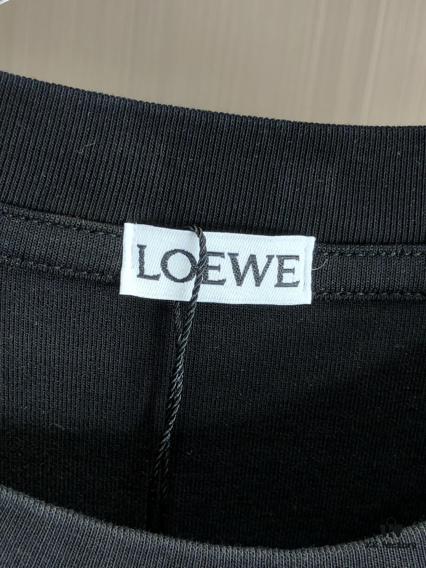 LOEWE 2025 Spring/Summer New Arrival Round Neck Short Sleeve T-Shirt with Laser-Burned Floral Print Effect, Made from 320g Double-Yarn Combed Cotton Fabric, Slightly Loose Fit, Soft and Substantial Fabric Texture, Unisex Design