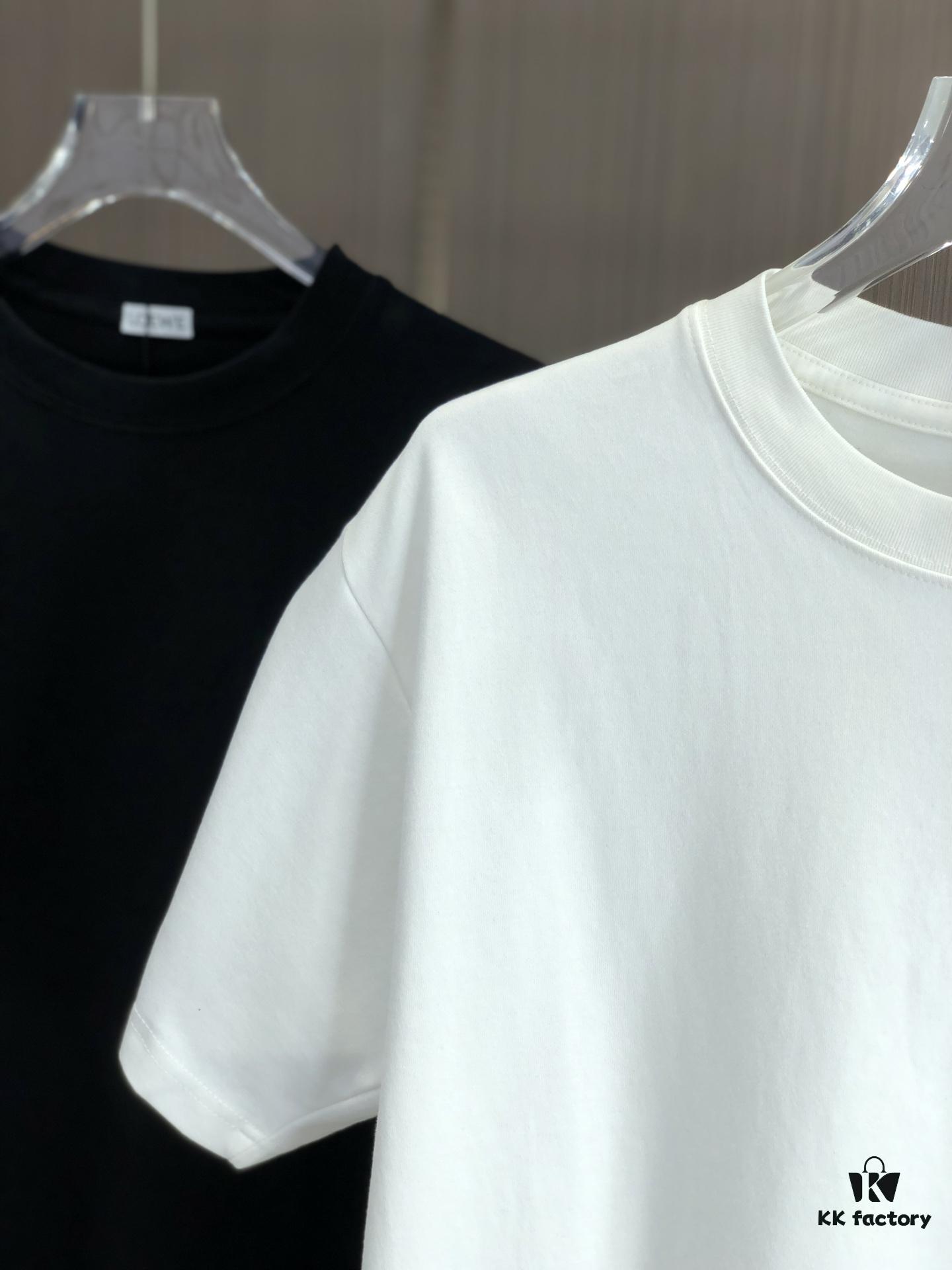 LOEW Loewe 2025 Spring/Summer New Arrival Round Neck Short Sleeve T-Shirt with Laser-Burned Floral Print Effect, Made from 320g Double-Yarn Combed Cotton Fabric, Slightly Relaxed Fit, Soft and Substantial Fabric Texture, Unisex Design