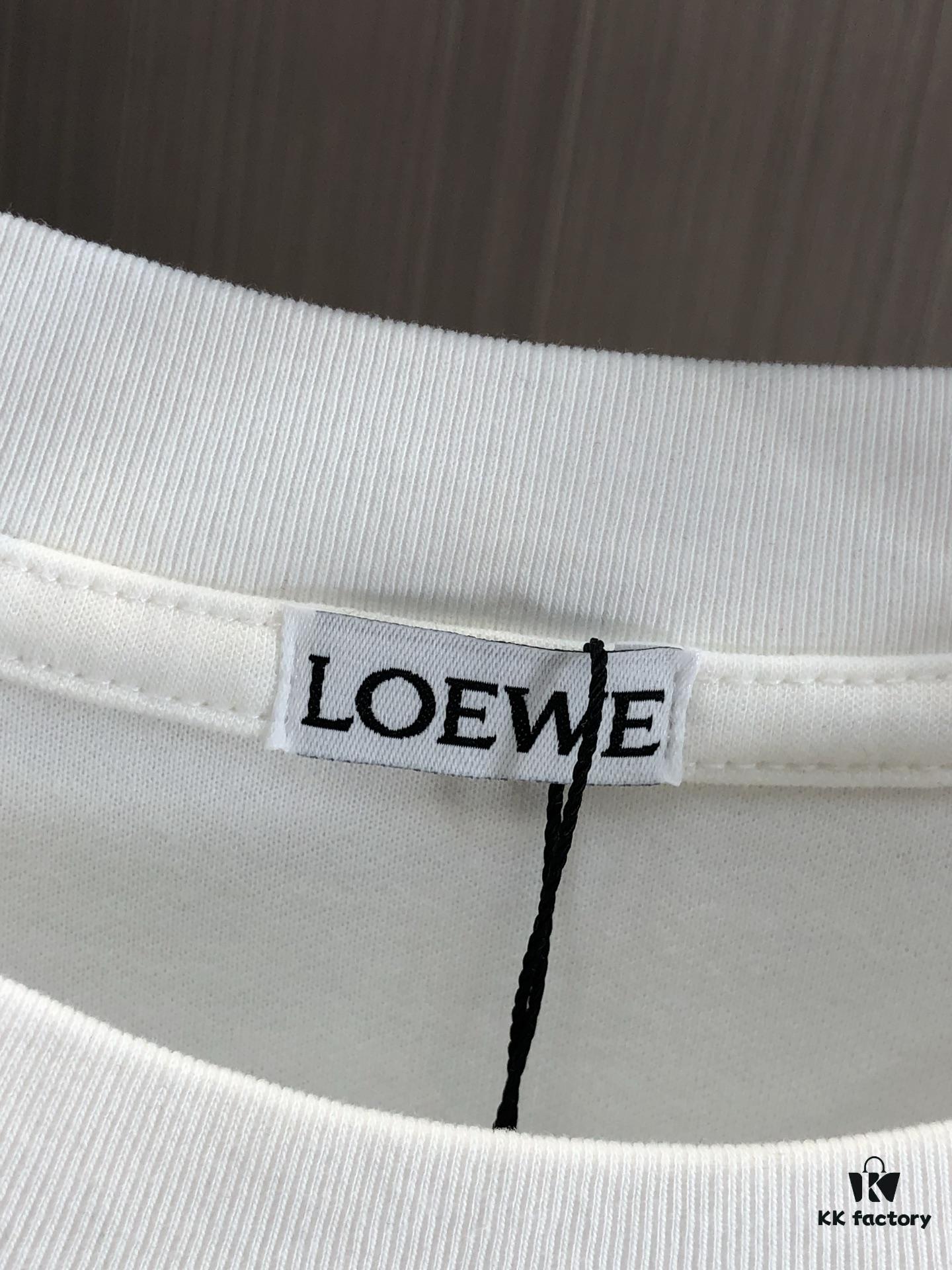 LOEW Loewe 2025 Spring/Summer New Arrival Round Neck Short Sleeve T-Shirt with Laser-Burned Floral Print Effect, Made from 320g Double-Yarn Combed Cotton Fabric, Slightly Relaxed Fit, Soft and Substantial Fabric Texture, Unisex Design