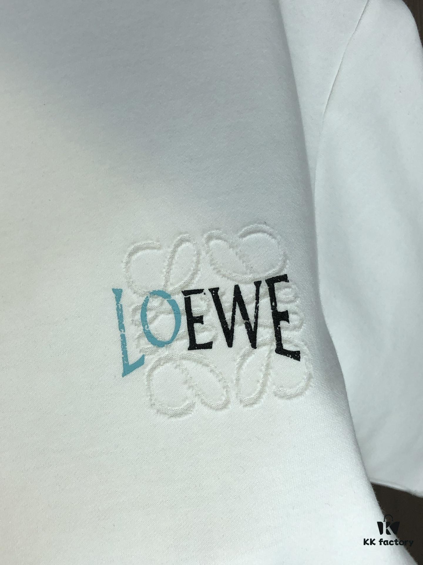 LOEW Loewe 2025 Spring/Summer New Arrival Round Neck Short Sleeve T-Shirt with Laser-Burned Floral Print Effect, Made from 320g Double-Yarn Combed Cotton Fabric, Slightly Relaxed Fit, Soft and Substantial Fabric Texture, Unisex Design