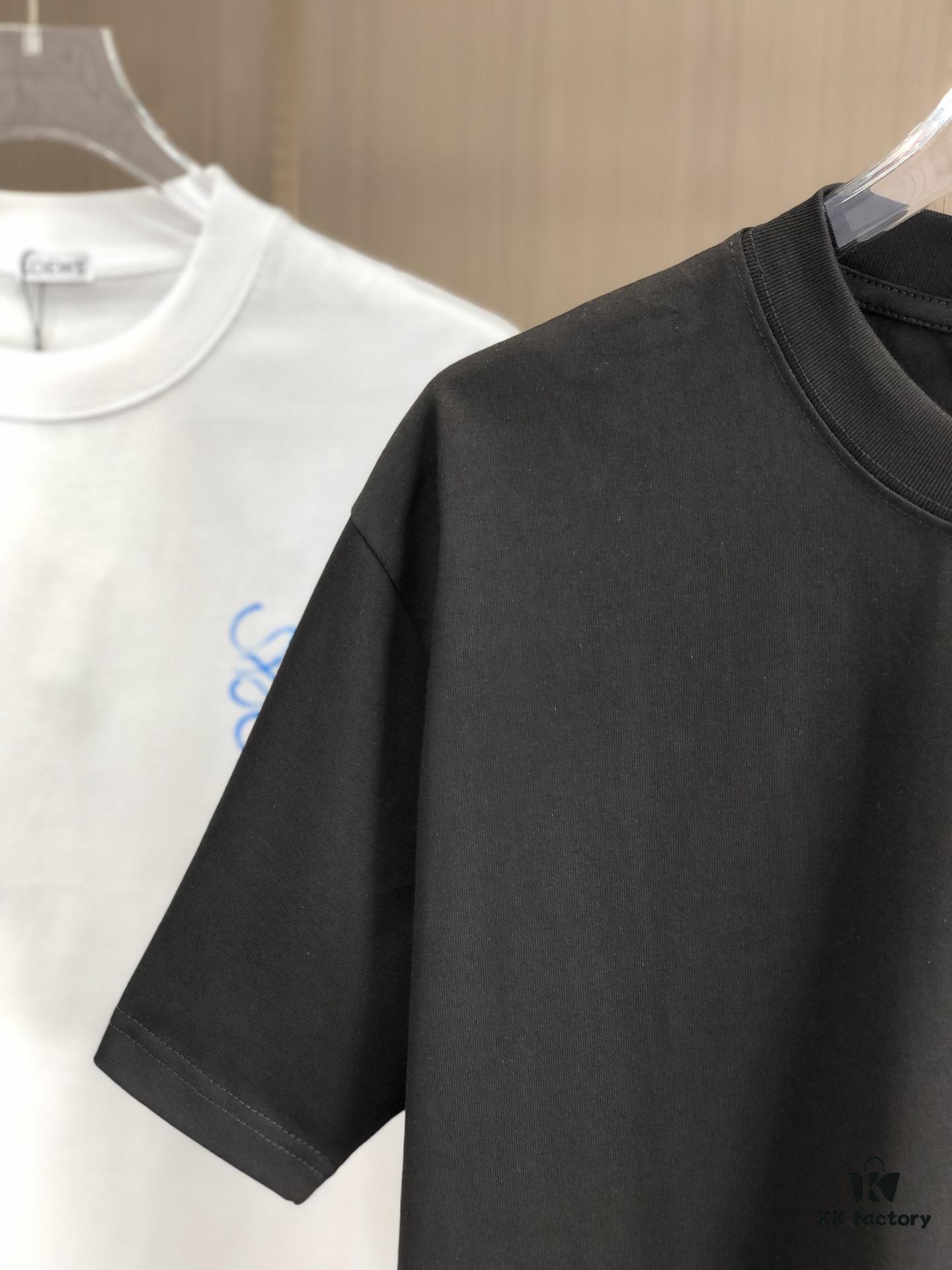 LOEW Loewe 2025 Spring/Summer New Arrival Round Neck Short Sleeve Hand-Painted Print High Grammage 320g Double-Yarn Combed Cotton Fabric Slightly Loose Fit Unisex