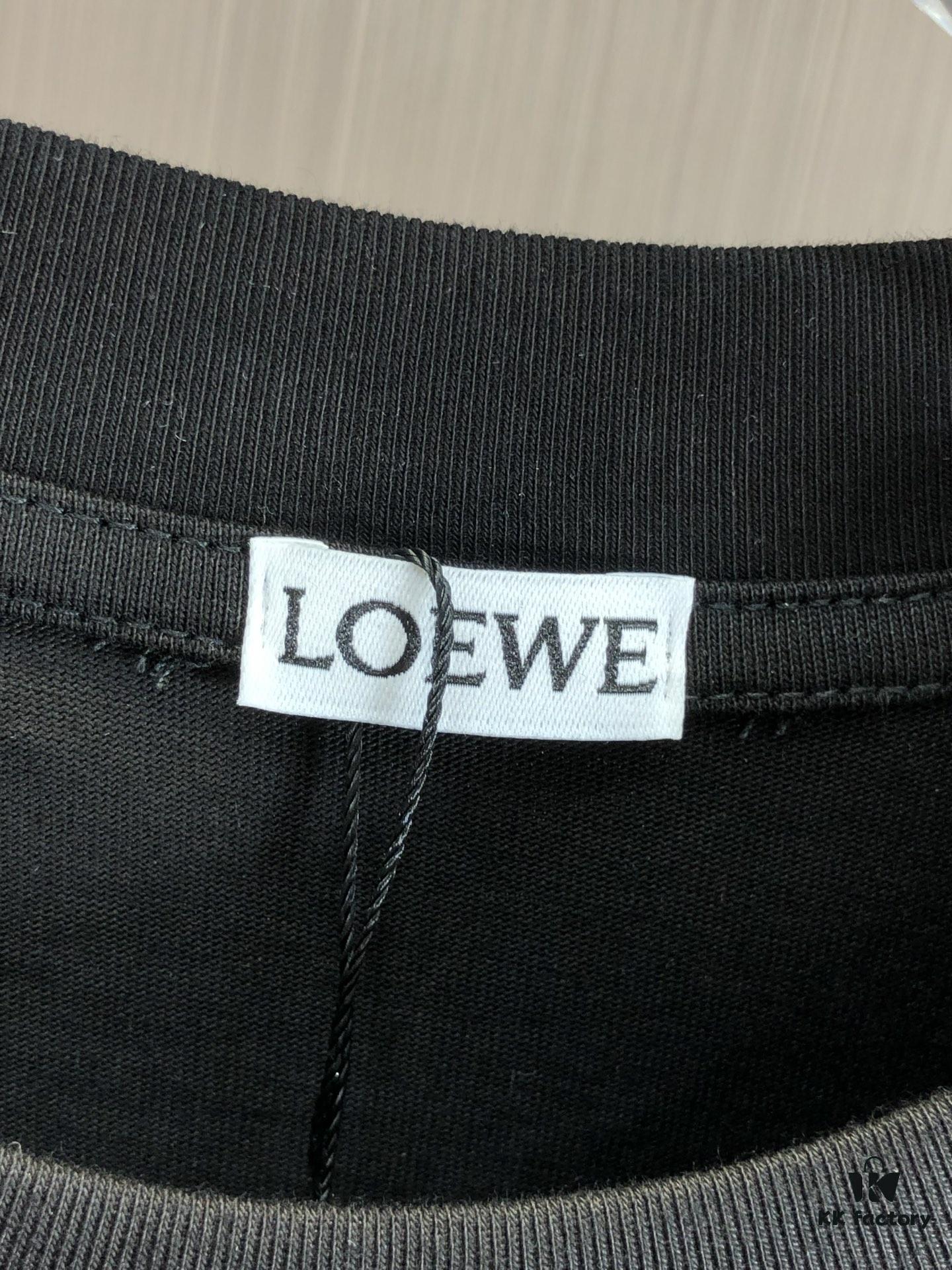 LOEW Loewe 2025 Spring/Summer New Arrival Round Neck Short Sleeve Hand-Painted Print High Grammage 320g Double-Yarn Combed Cotton Fabric Slightly Loose Fit Unisex