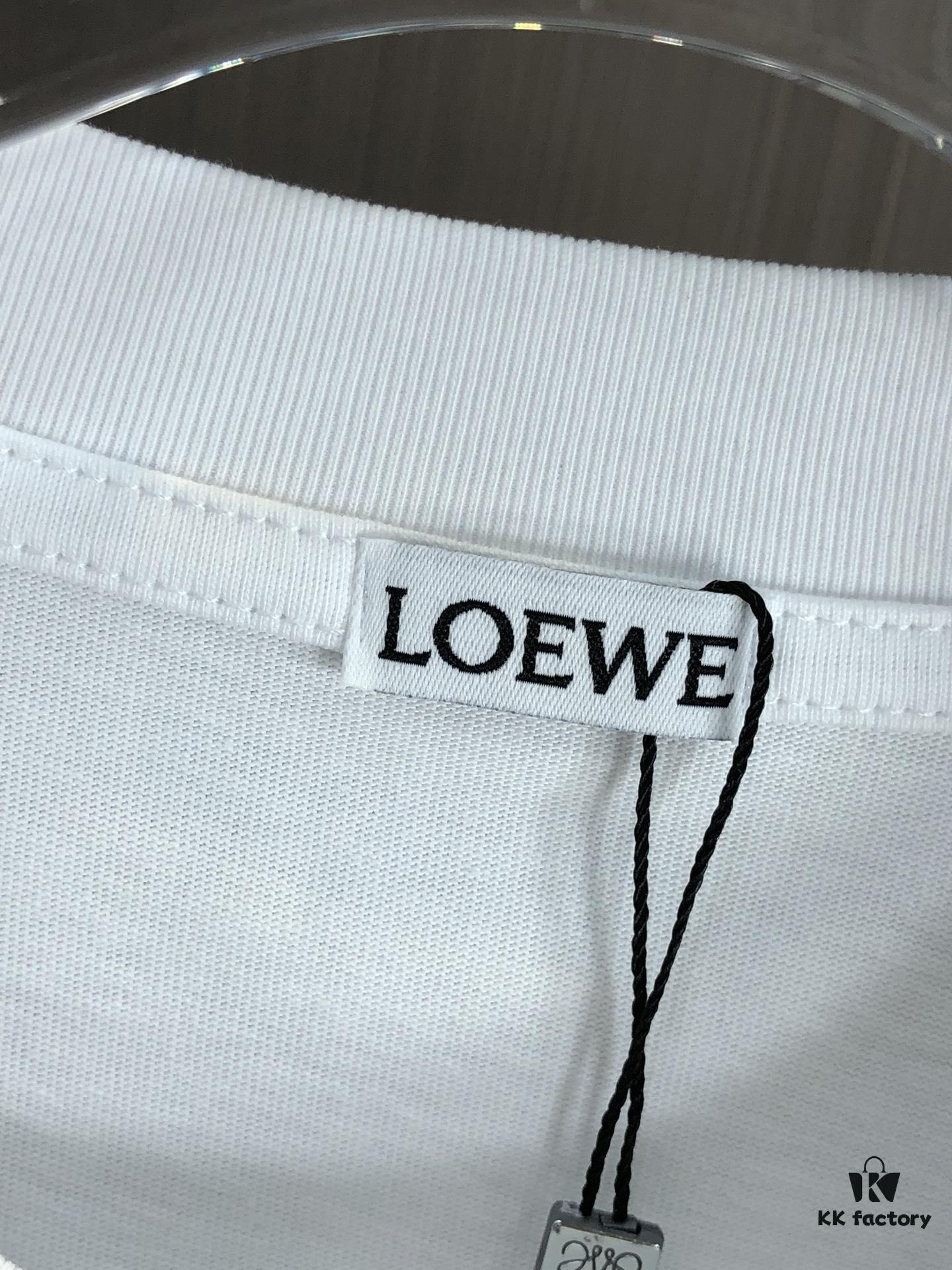 LOEW Loewe 2025 Spring/Summer New Arrival Round Neck Short Sleeve Hand-painted Print High Grammage 320g Double-combed Cotton Fabric Slightly Loose Fit Unisex