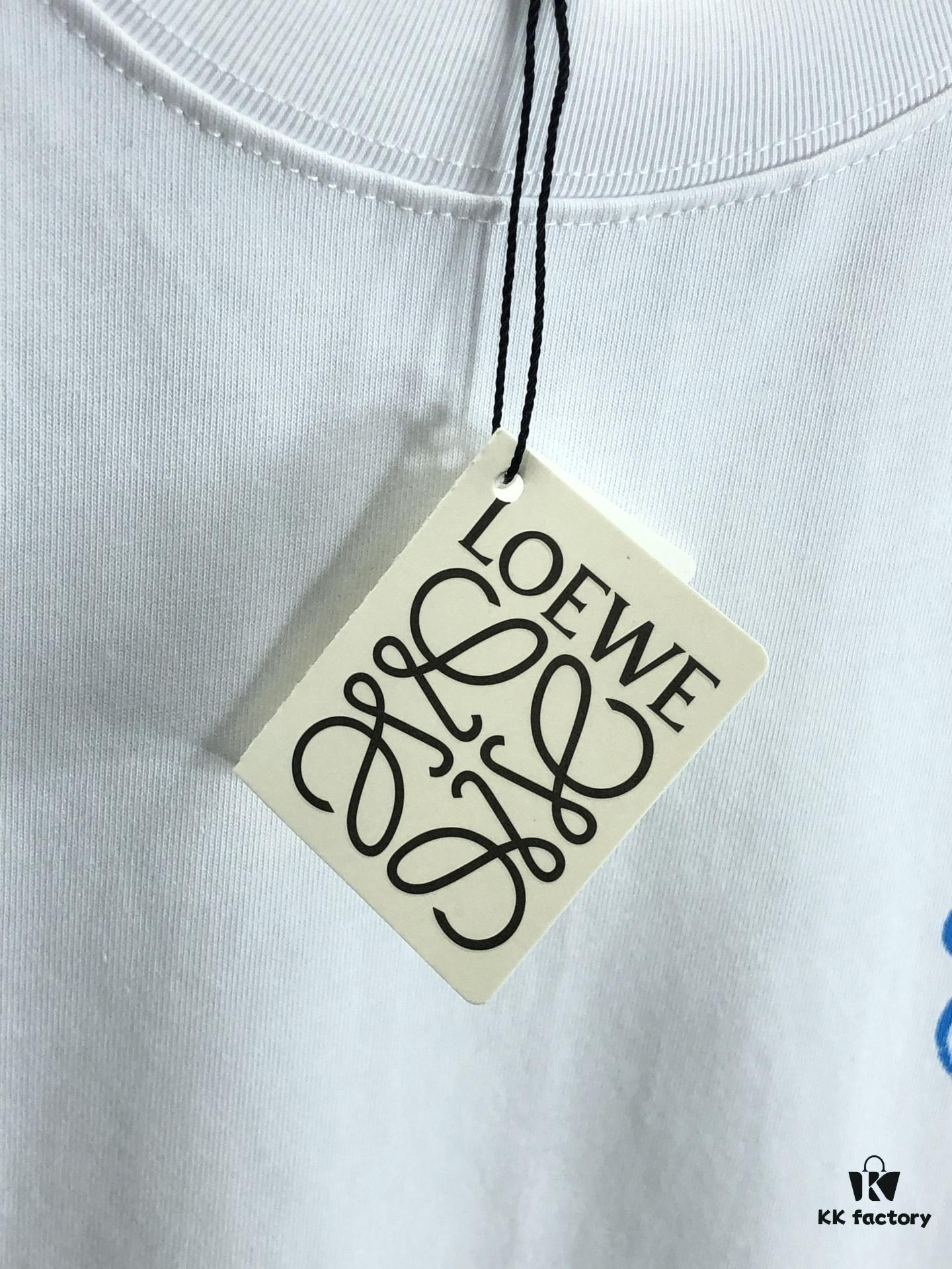 LOEW Loewe 2025 Spring/Summer New Arrival Round Neck Short Sleeve Hand-painted Print High Grammage 320g Double-combed Cotton Fabric Slightly Loose Fit Unisex