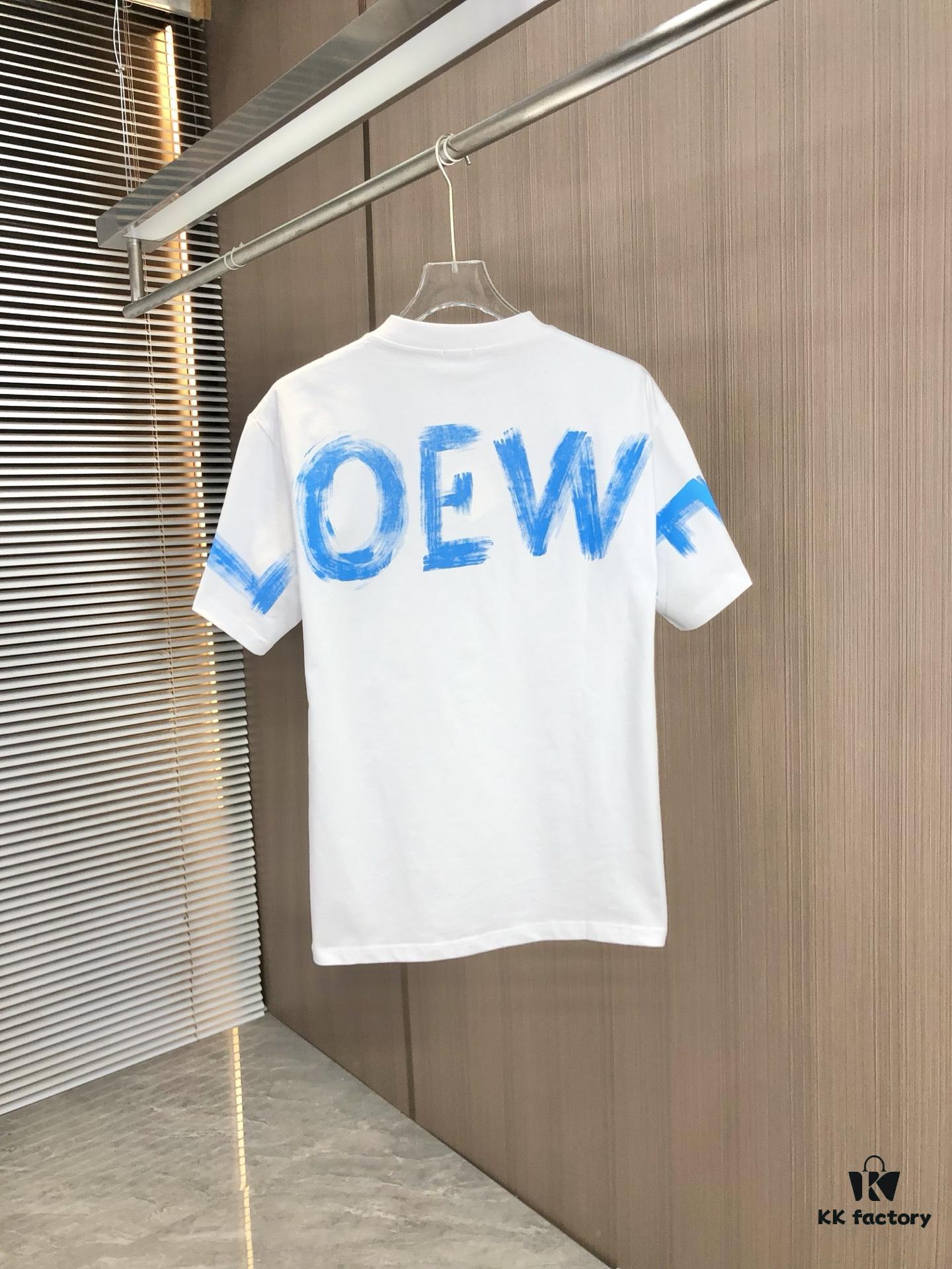 LOEW Loewe 2025 Spring/Summer New Arrival Round Neck Short Sleeve Hand-painted Print High Grammage 320g Double-combed Cotton Fabric Slightly Loose Fit Unisex