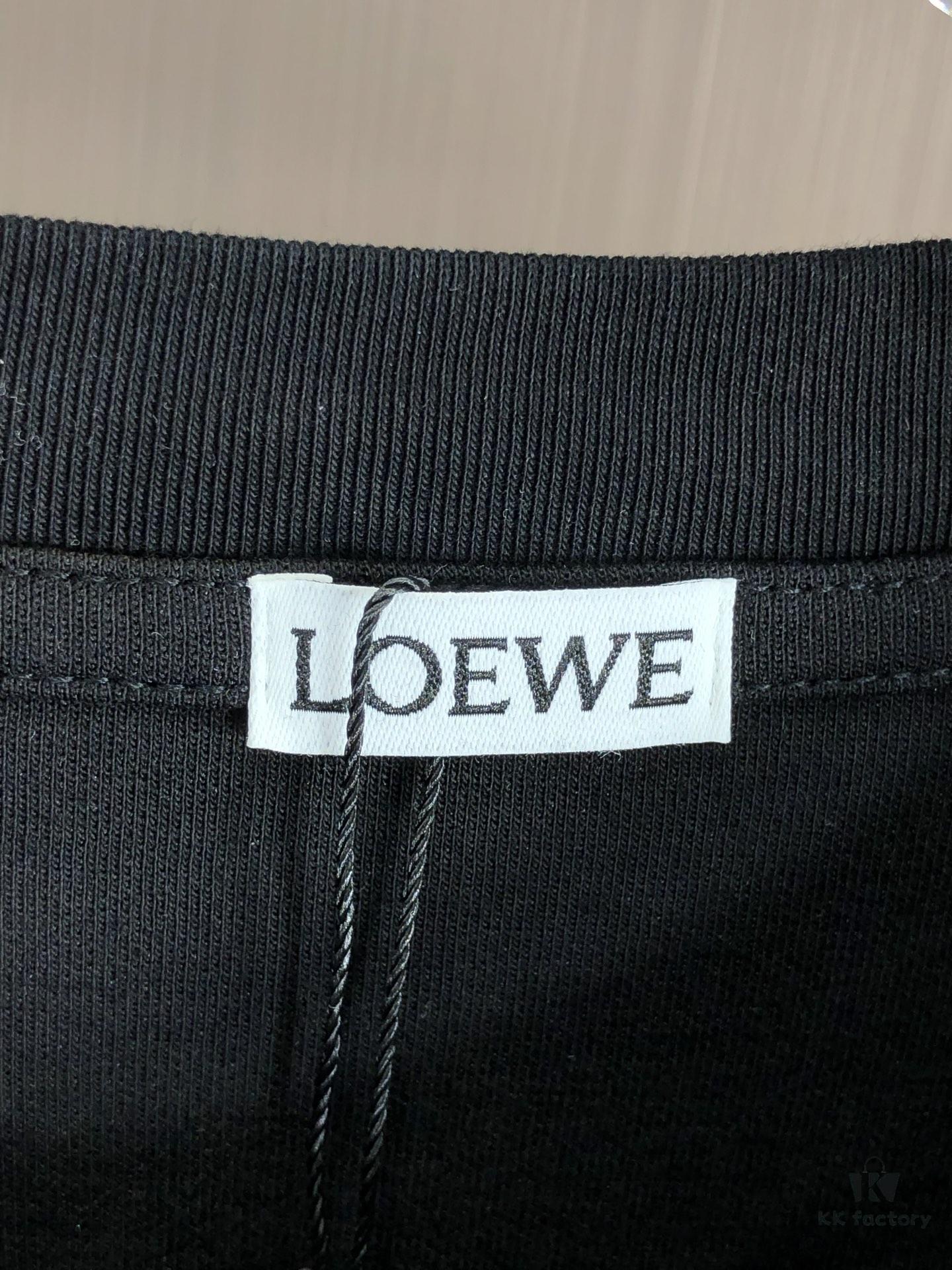 LOEWE 2025 Spring/Summer New Arrival Round Neck Short Sleeve T-Shirt with Laser Etching and Embossed Lettering, Made from 320g Double-Yarn Combed Cotton, Slightly Relaxed Fit, Soft and Substantial Fabric, Unisex Design