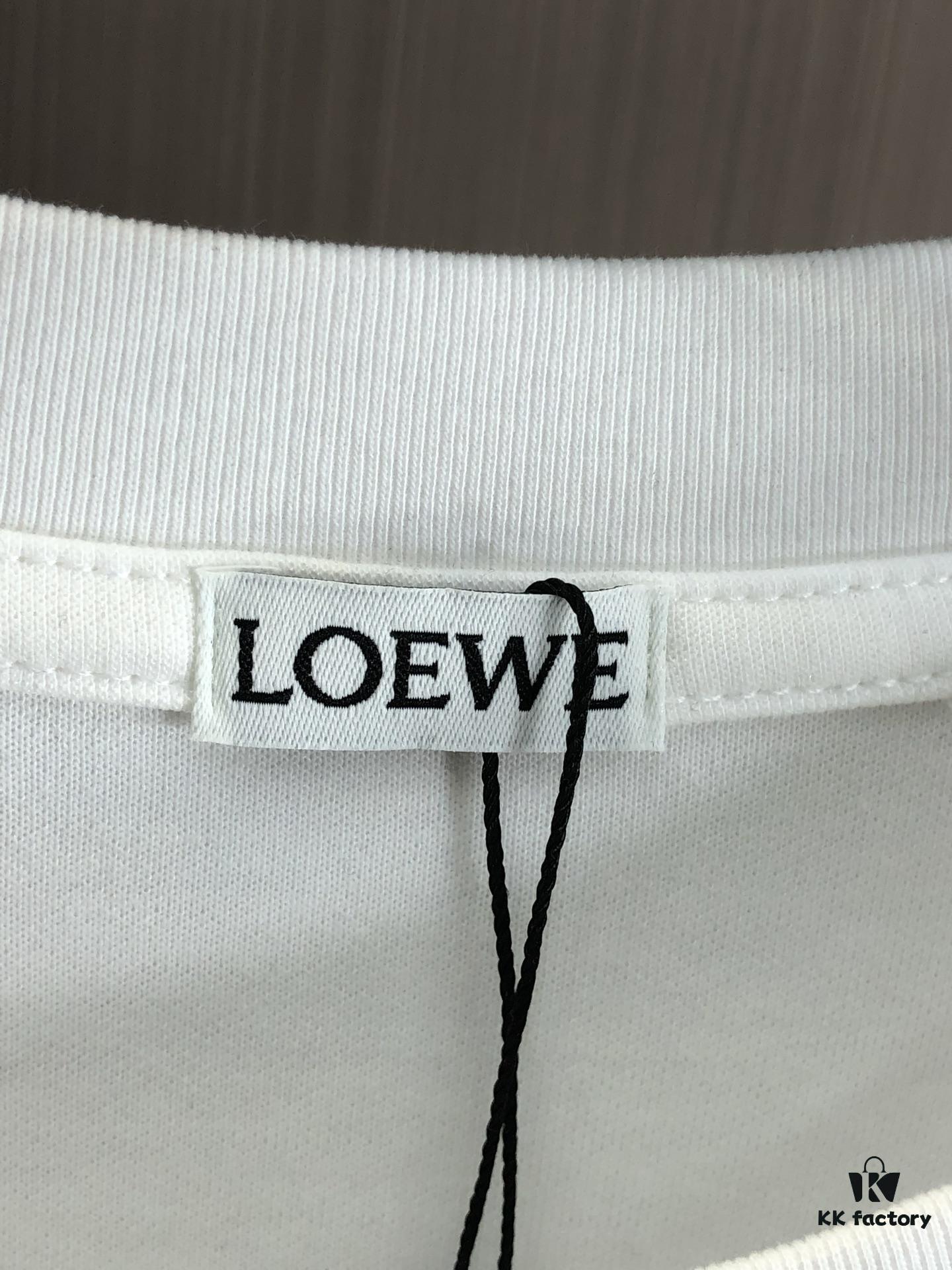 LOEW Loewe 2025 Spring/Summer New Arrival Round Neck Short Sleeve T-Shirt with Laser Etching and Engraved Pattern, Made from 320g Double-Yarn Combed Cotton Fabric, Slightly Relaxed Fit, Soft and Substantial Fabric Texture, Unisex Design