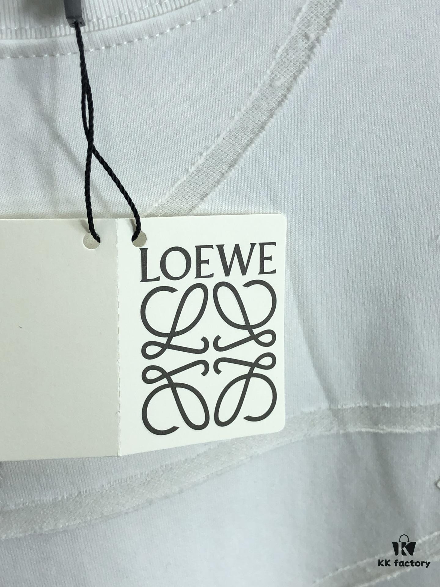 LOEW Loewe 2025 Spring/Summer New Arrival Round Neck Short Sleeve T-Shirt with Laser Etching and Engraved Pattern, Made from 320g Double-Yarn Combed Cotton Fabric, Slightly Relaxed Fit, Soft and Substantial Fabric Texture, Unisex Design