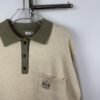 New Loewe Colorblock Embroidered Collar Preppy Polo Knit Cardigan with Side Slits