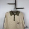 New Loewe Colorblock Embroidered Collar Preppy Polo Knit Cardigan with Side Slits
