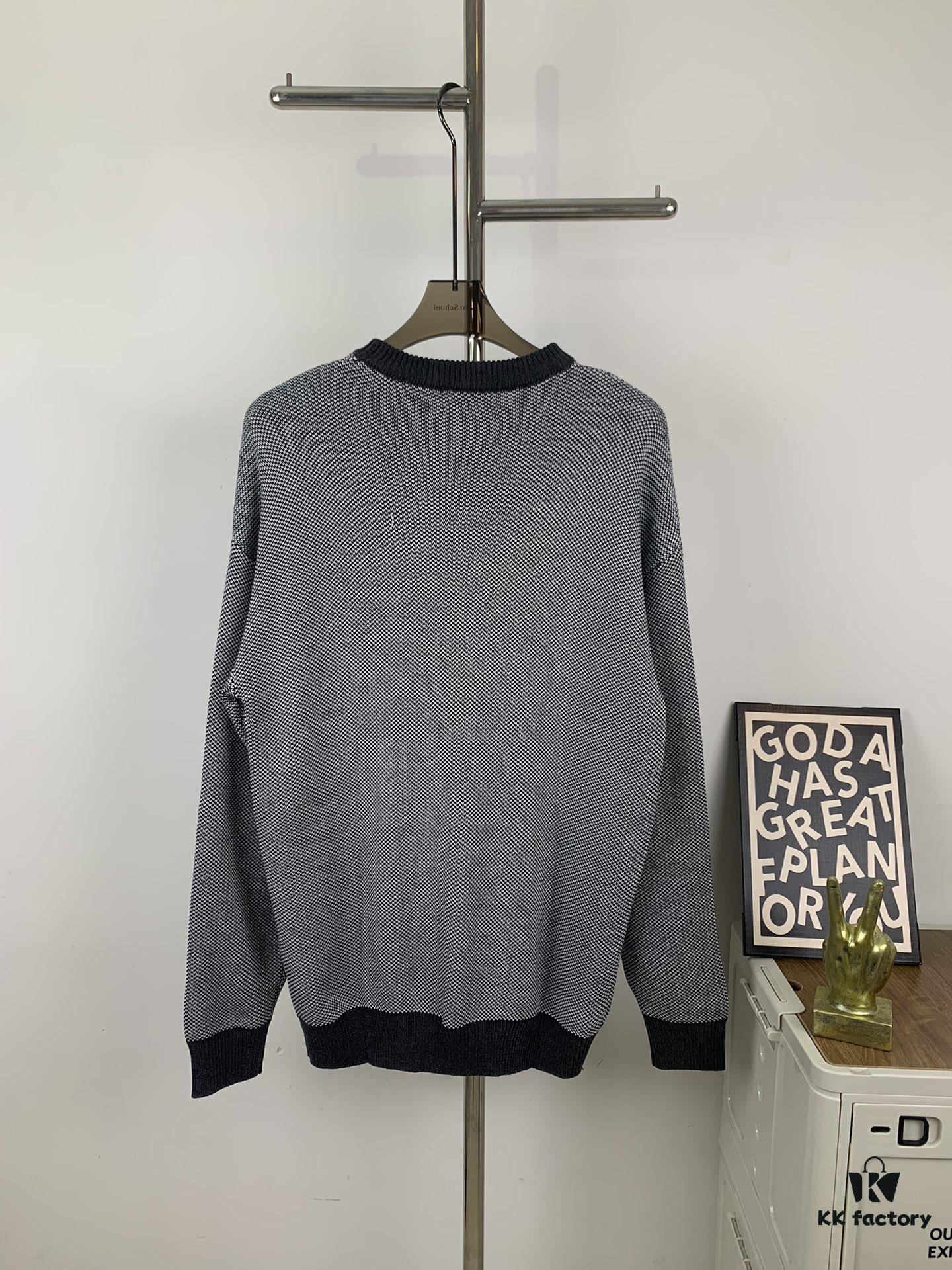 New LOEWE 22SS Exquisite Heather Gray Jacquard Crew Neck Sweater