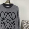 New LOEWE 22SS Exquisite Heather Gray Jacquard Crew Neck Sweater
