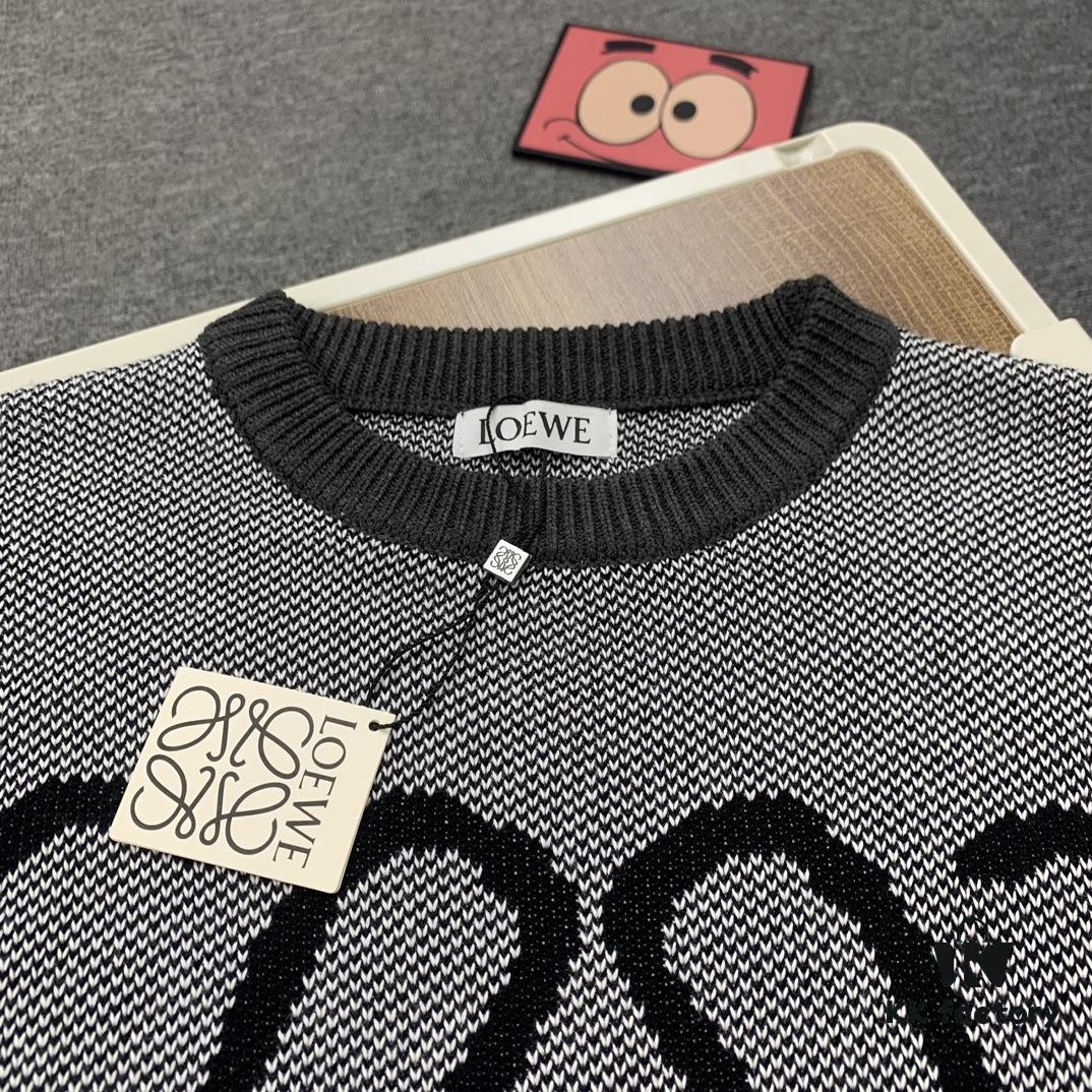 New LOEWE 22SS Exquisite Heather Gray Jacquard Crew Neck Sweater