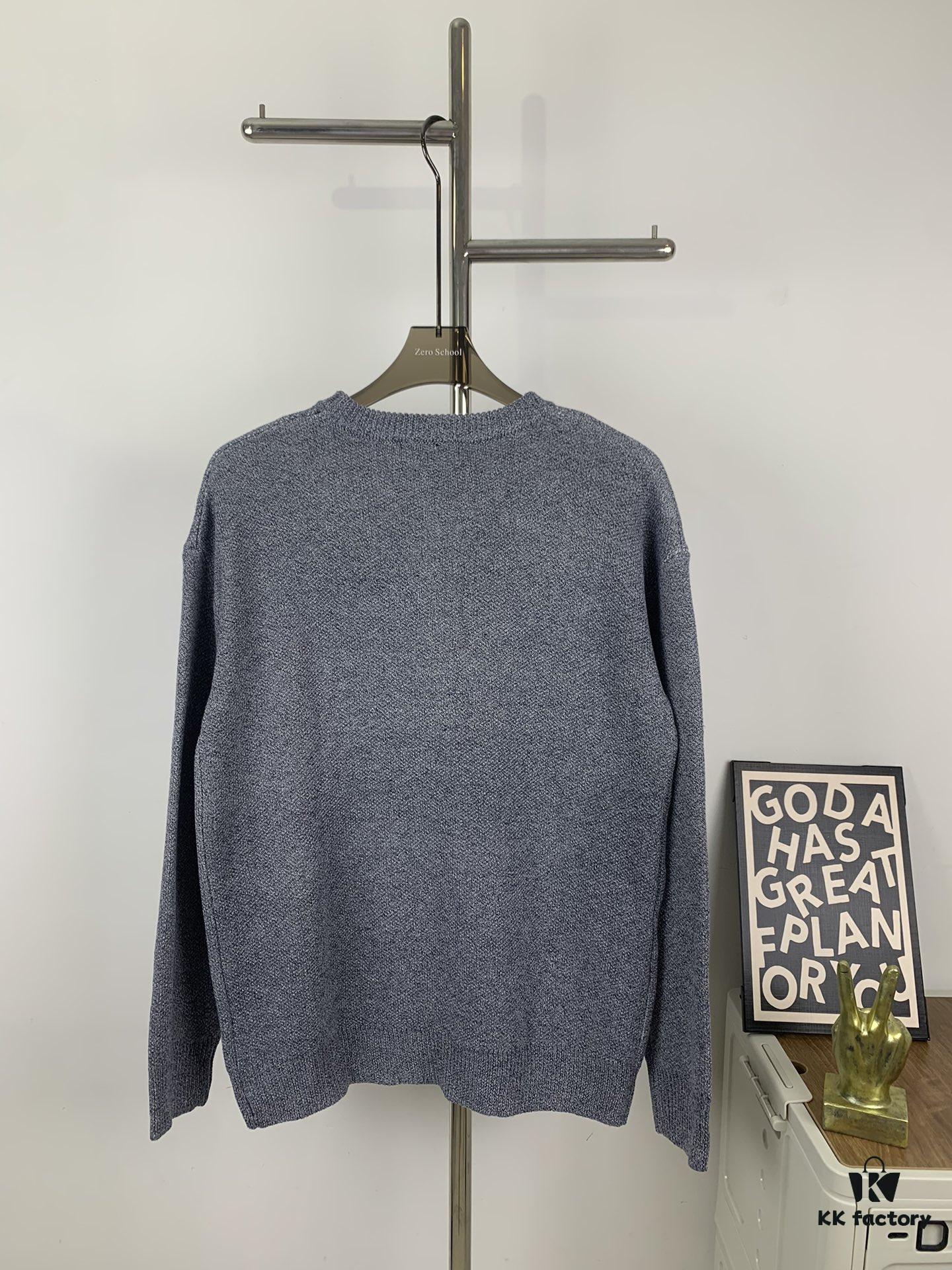 New LOEWE 22SS Exquisite Heather Gray Jacquard Round-Neck Sweater
