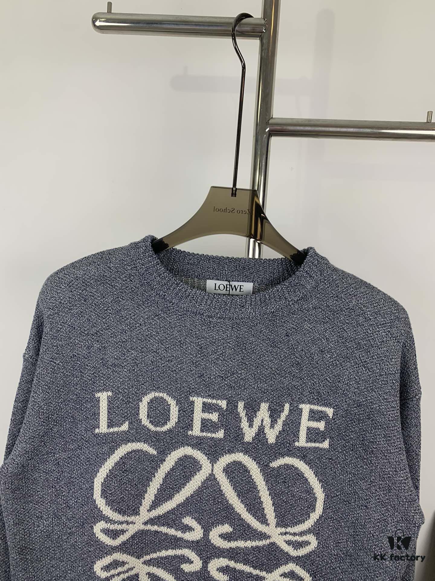 New LOEWE 22SS Exquisite Heather Gray Jacquard Round-Neck Sweater