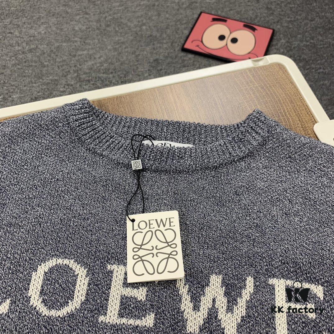 New LOEWE 22SS Exquisite Heather Gray Jacquard Round-Neck Sweater