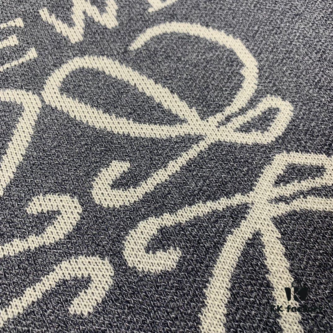 New LOEWE 22SS Exquisite Heather Gray Jacquard Round-Neck Sweater