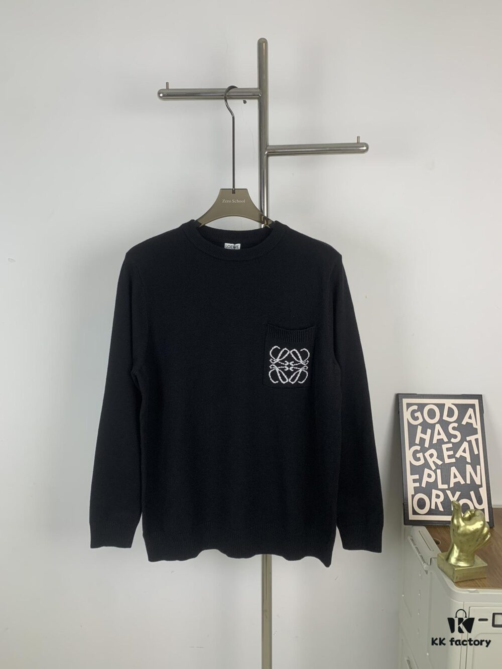 Loewe New Autumn-Winter Jacquard Pocket Knit Pullover Hoodie