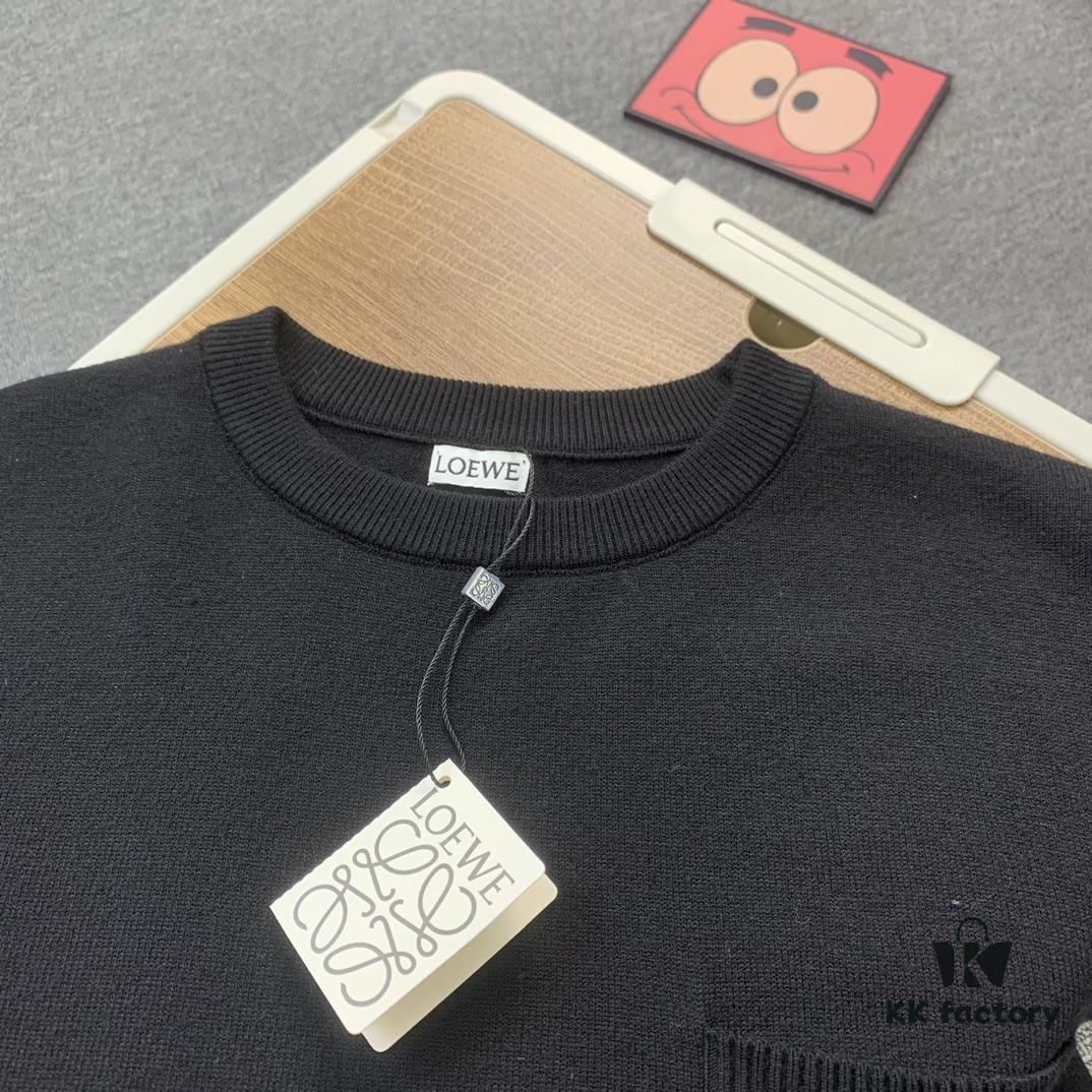 Loewe New Autumn-Winter Jacquard Pocket Knit Pullover Hoodie