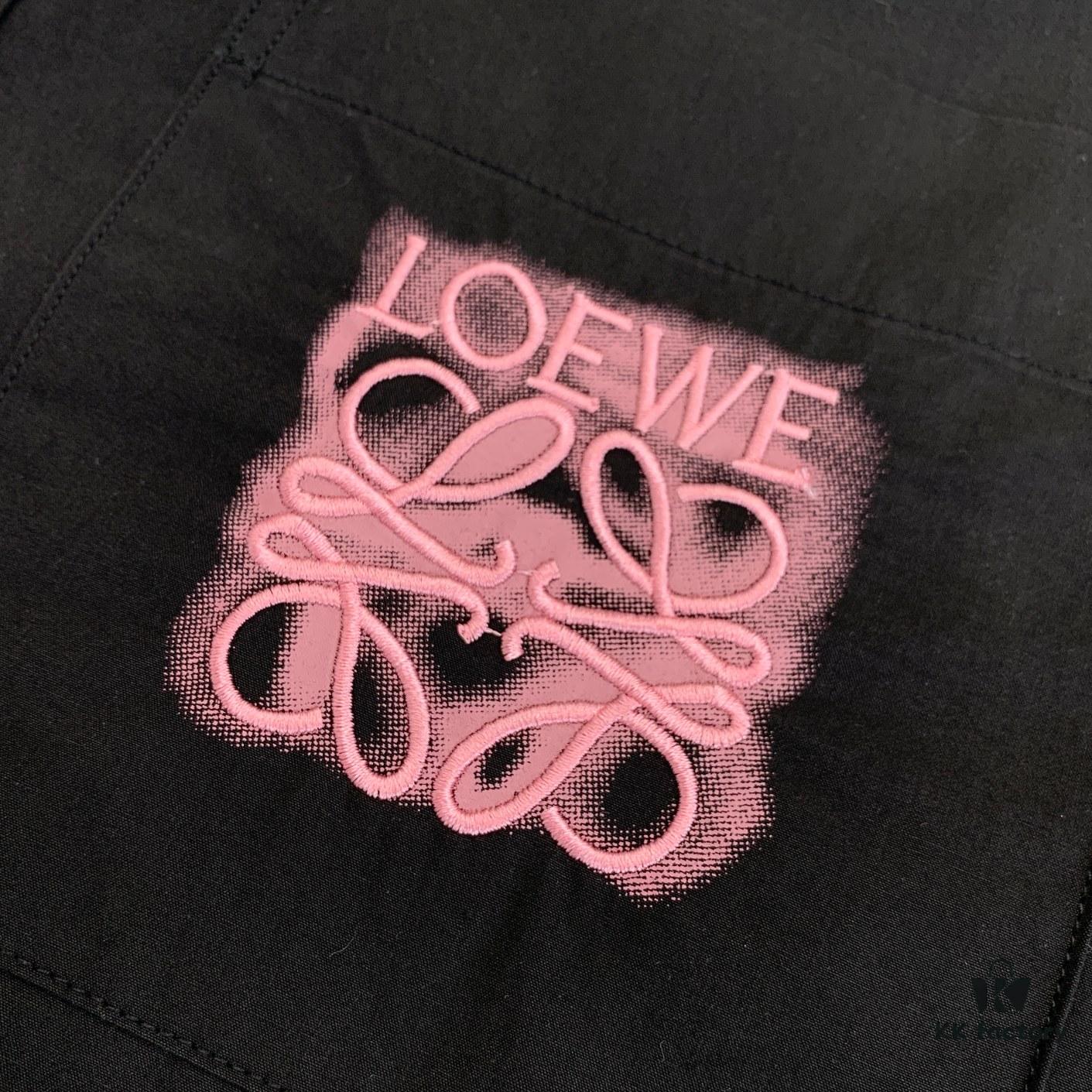 New Loewe Fluorescent Pink Embroidered Logo Pocket Button Shirt