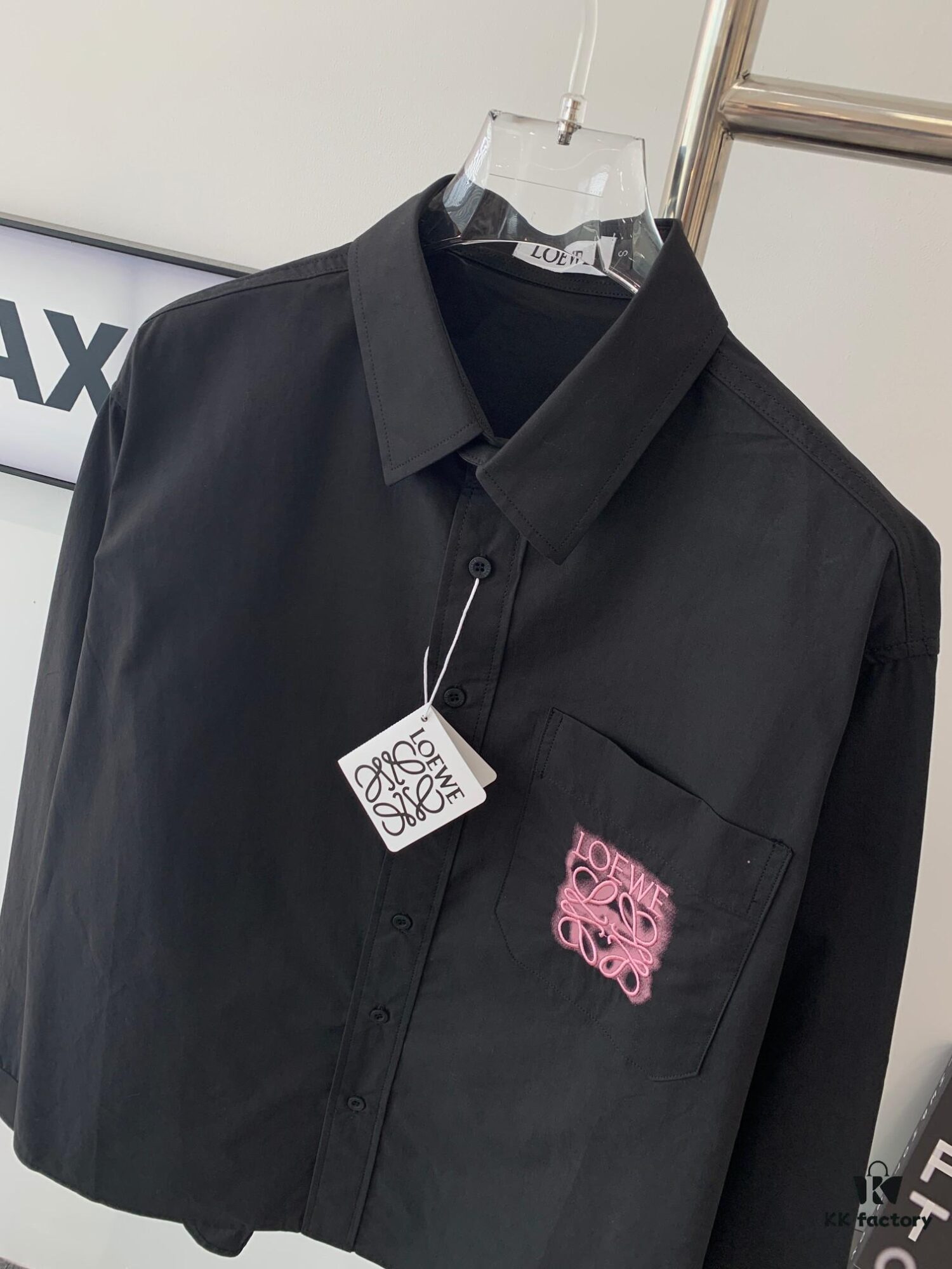 New Loewe Fluorescent Pink Embroidered Logo Pocket Button Shirt