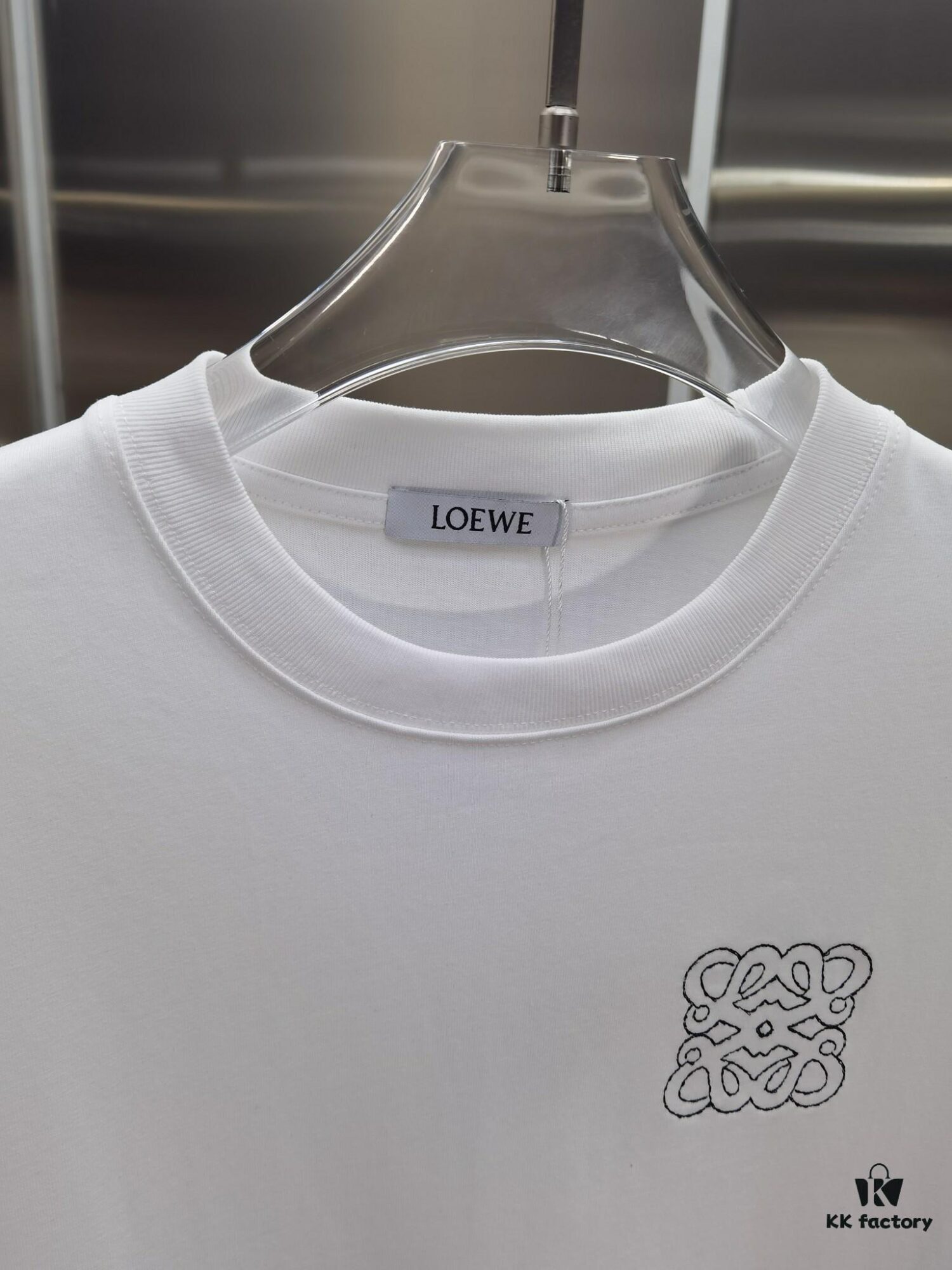 Loewe Embroidered Short Sleeve T-Shirt (Top-tier Embroidery Version, Different from Standard Stock) Unisex 100% Cotton Heavyweight 300g Double-layer Fabric with 320g Sorona Ribbing