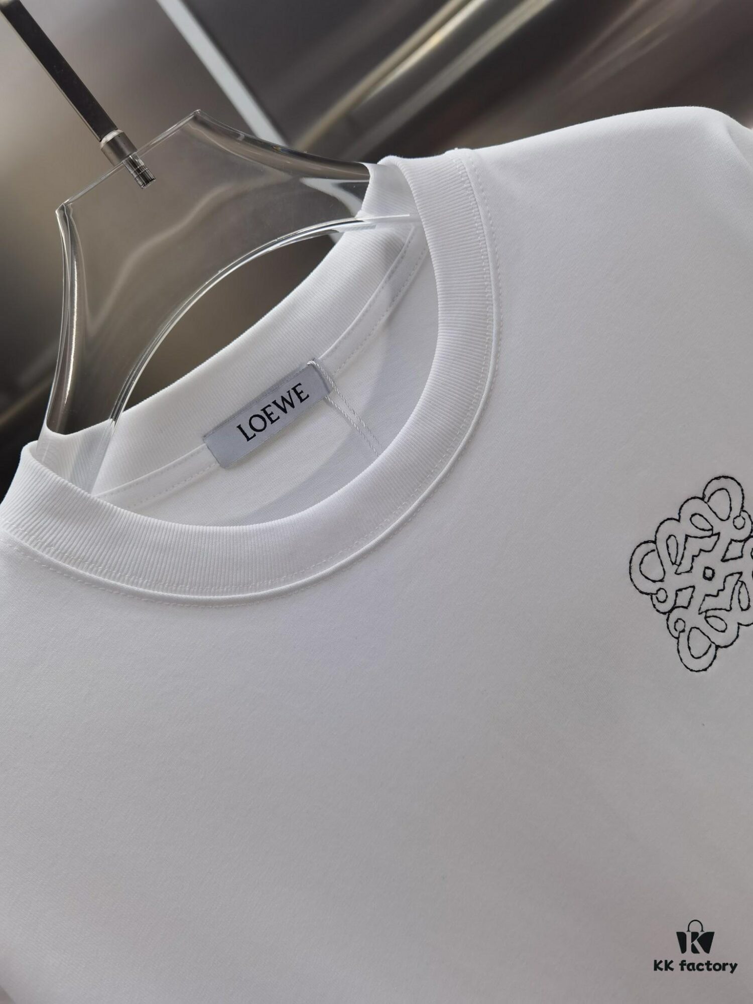 Loewe Embroidered Short Sleeve T-Shirt (Top-tier Embroidery Version, Different from Standard Stock) Unisex 100% Cotton Heavyweight 300g Double-layer Fabric with 320g Sorona Ribbing