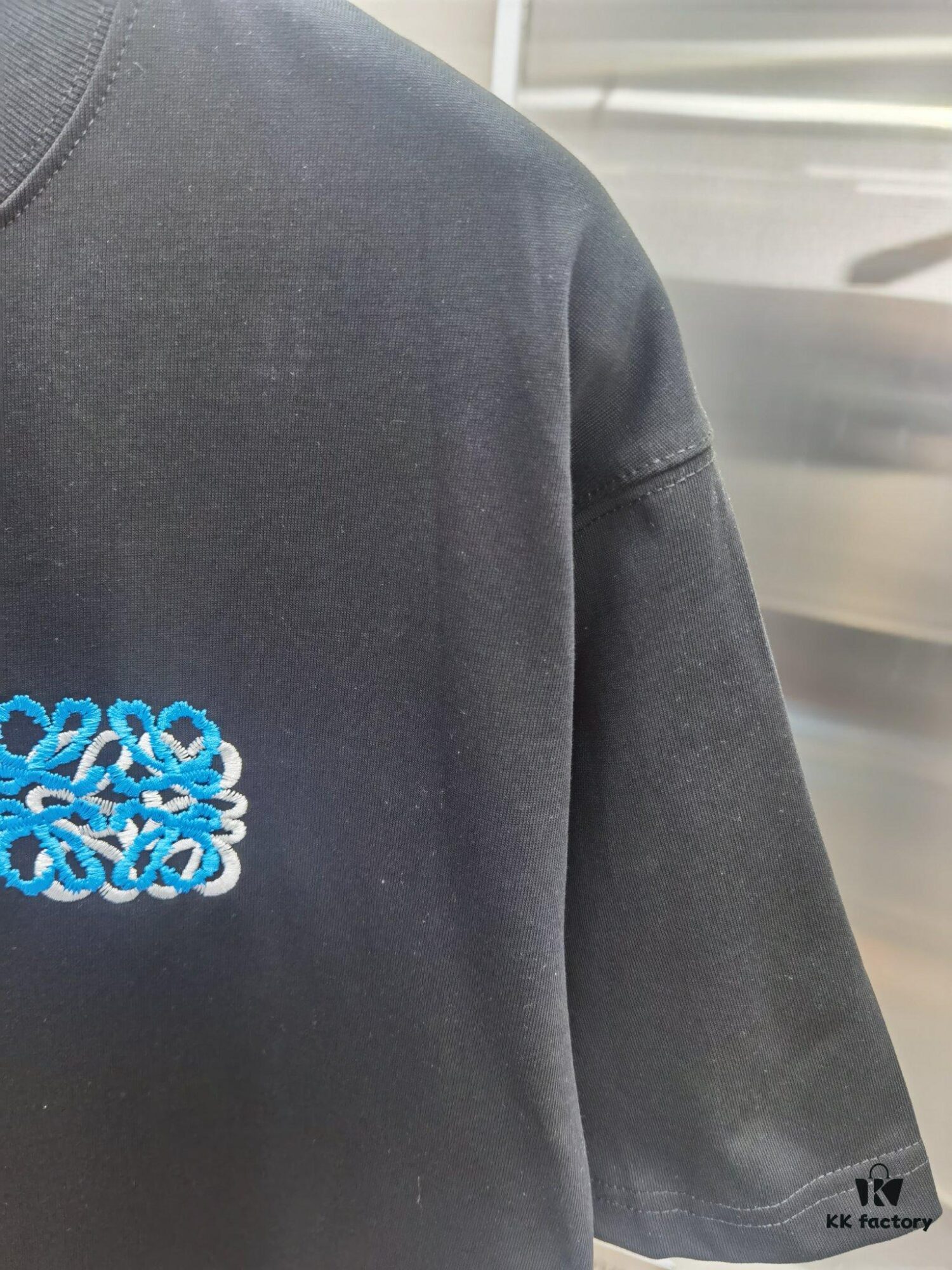 Loewe-Inspired Embroidered Short Sleeve T-Shirt (Premium Embroidery Version, Distinct from Standard Market Offerings)