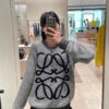 LOEWE Crew Neck Knit Sweater with Classic Chest Logo Unisex Casual Pullover