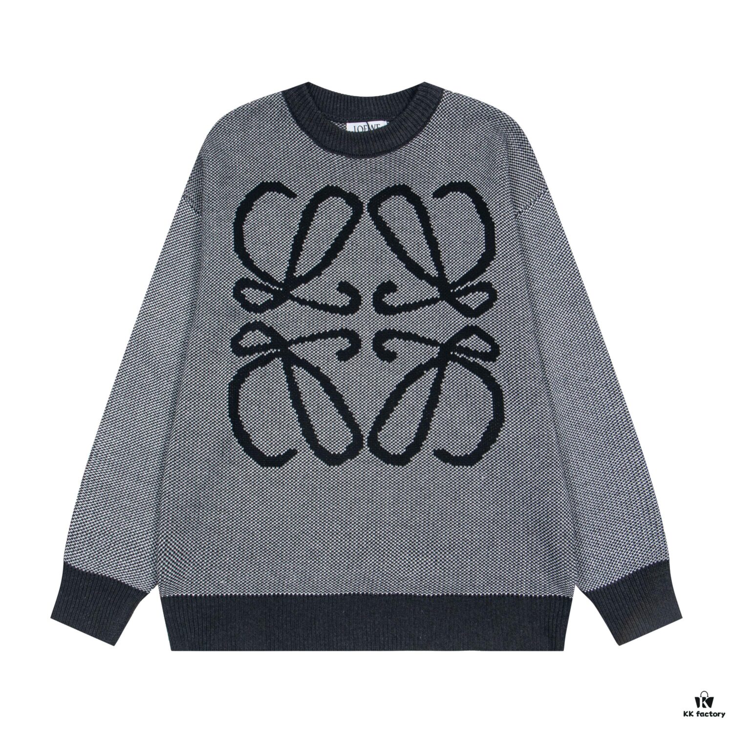 LOEWE Crew Neck Knit Sweater with Classic Chest Logo Unisex Casual Pullover