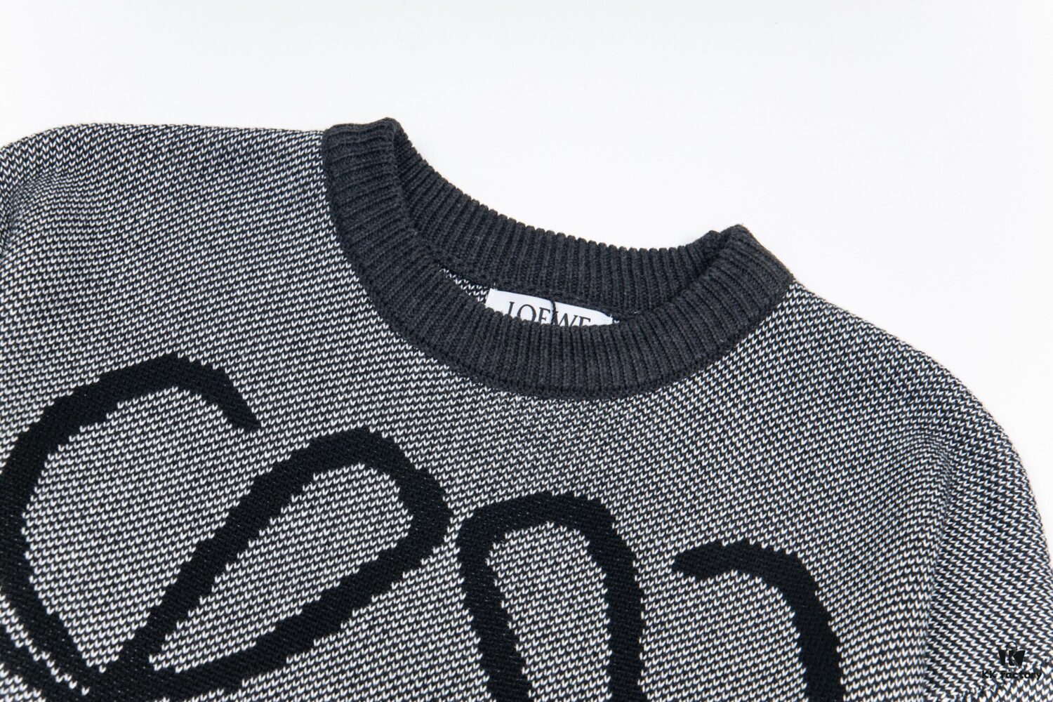 LOEWE Crew Neck Knit Sweater with Classic Chest Logo Unisex Casual Pullover