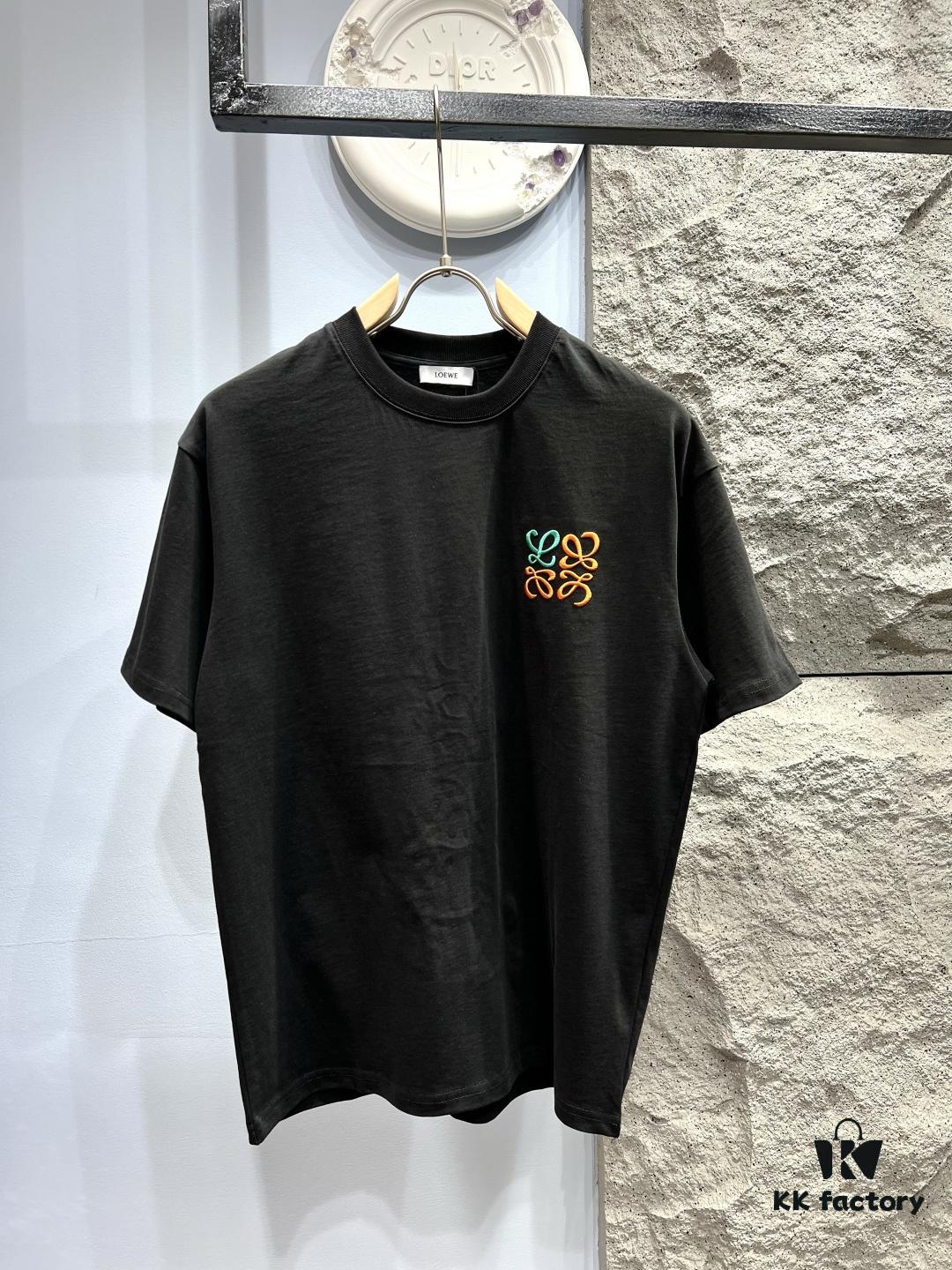 Loewe Embroidered Minimal Logo Short Sleeve T-Shirt