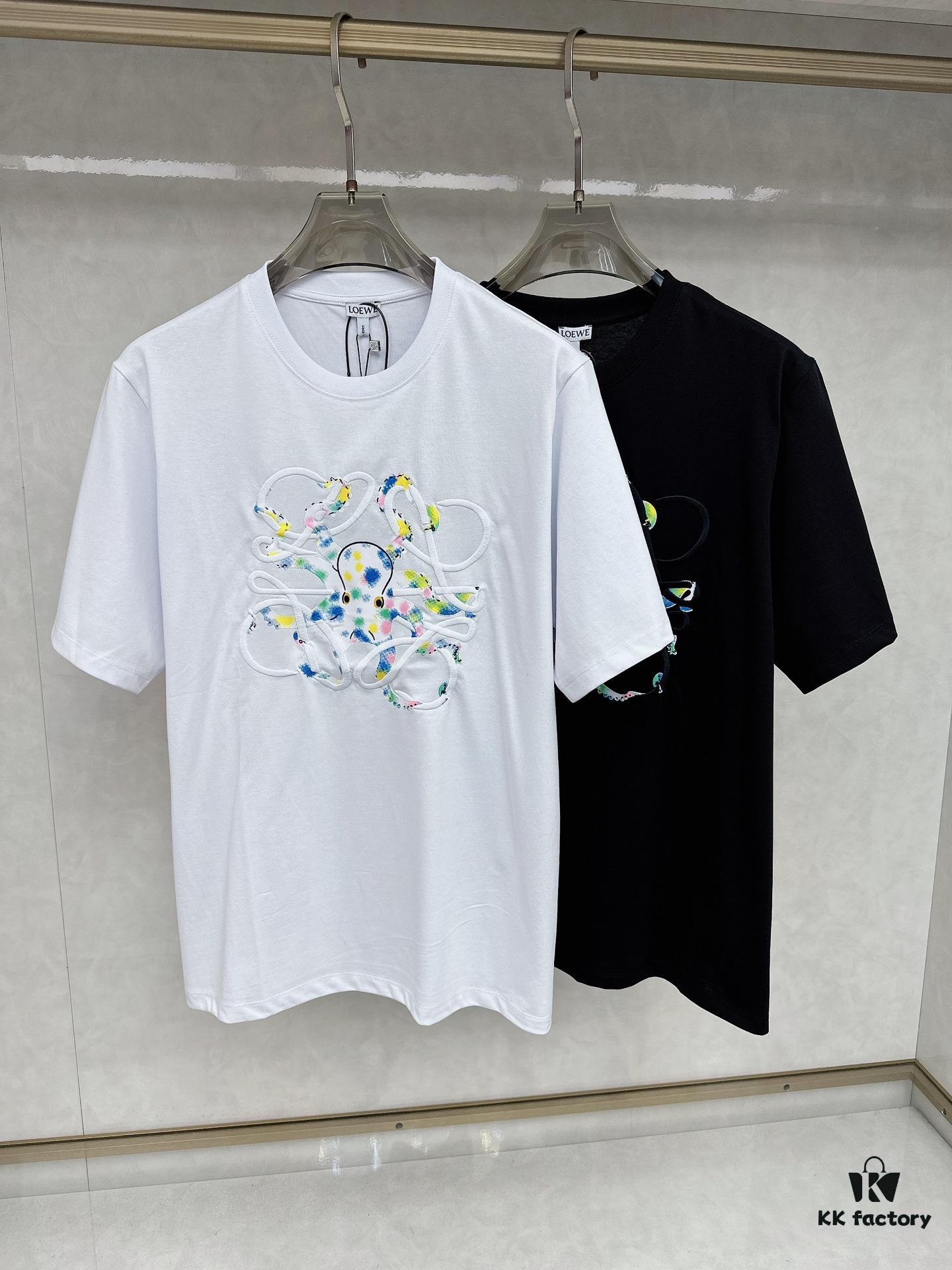 LOEWE Octopus Embroidered Short Sleeve T-Shirt