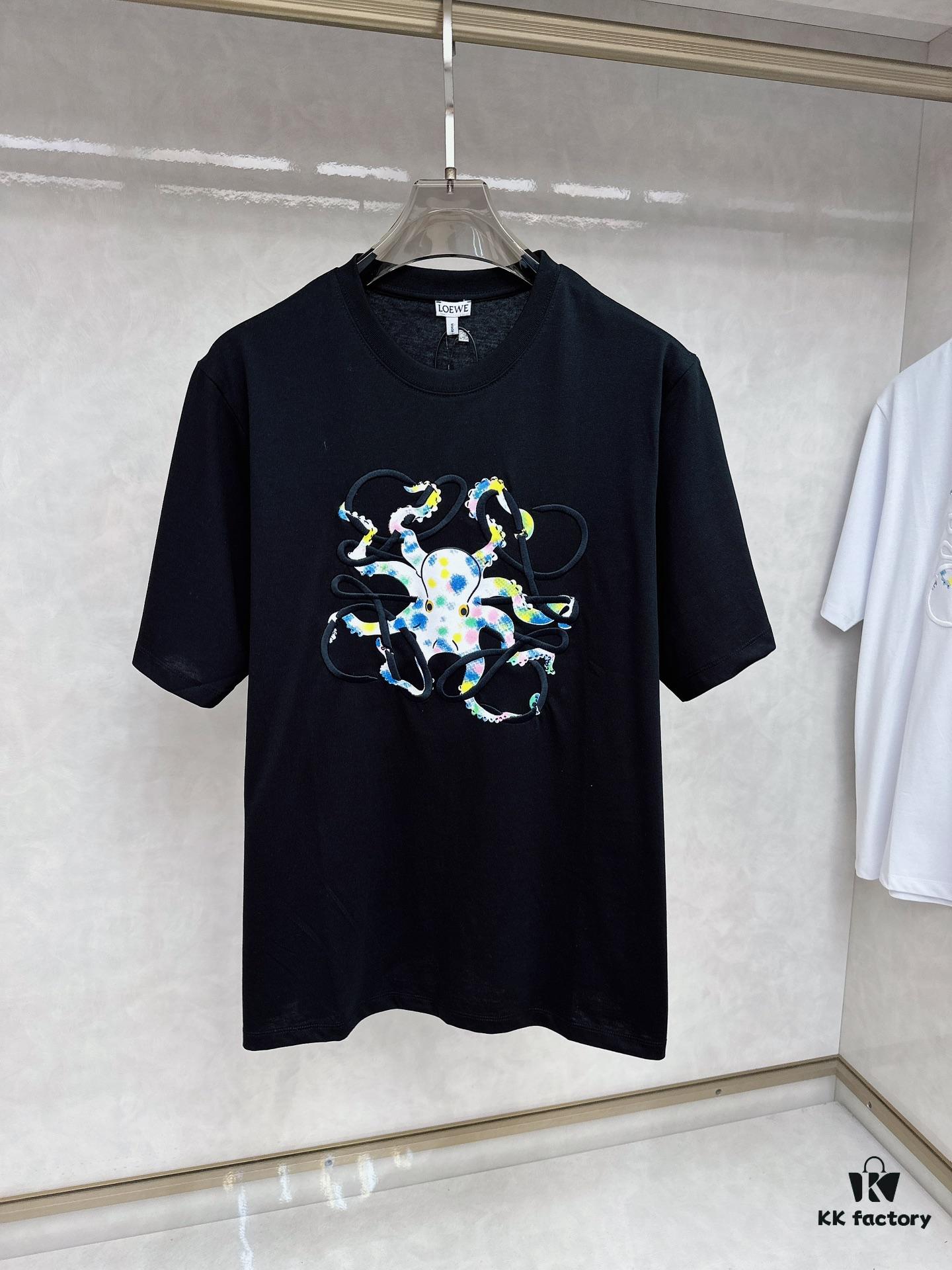 LOEWE Octopus Embroidered Short Sleeve T-Shirt