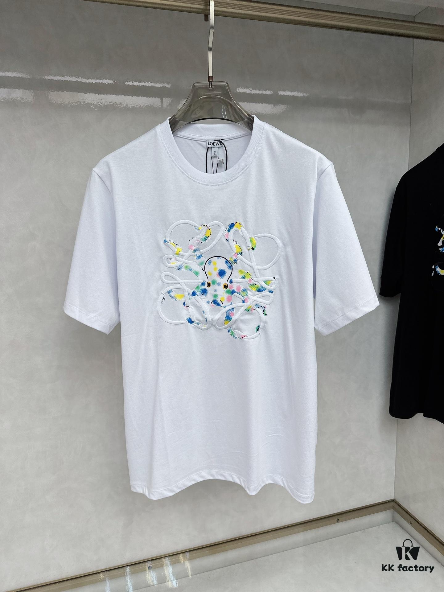 LOEWE Octopus Embroidered Short-Sleeve T-Shirt