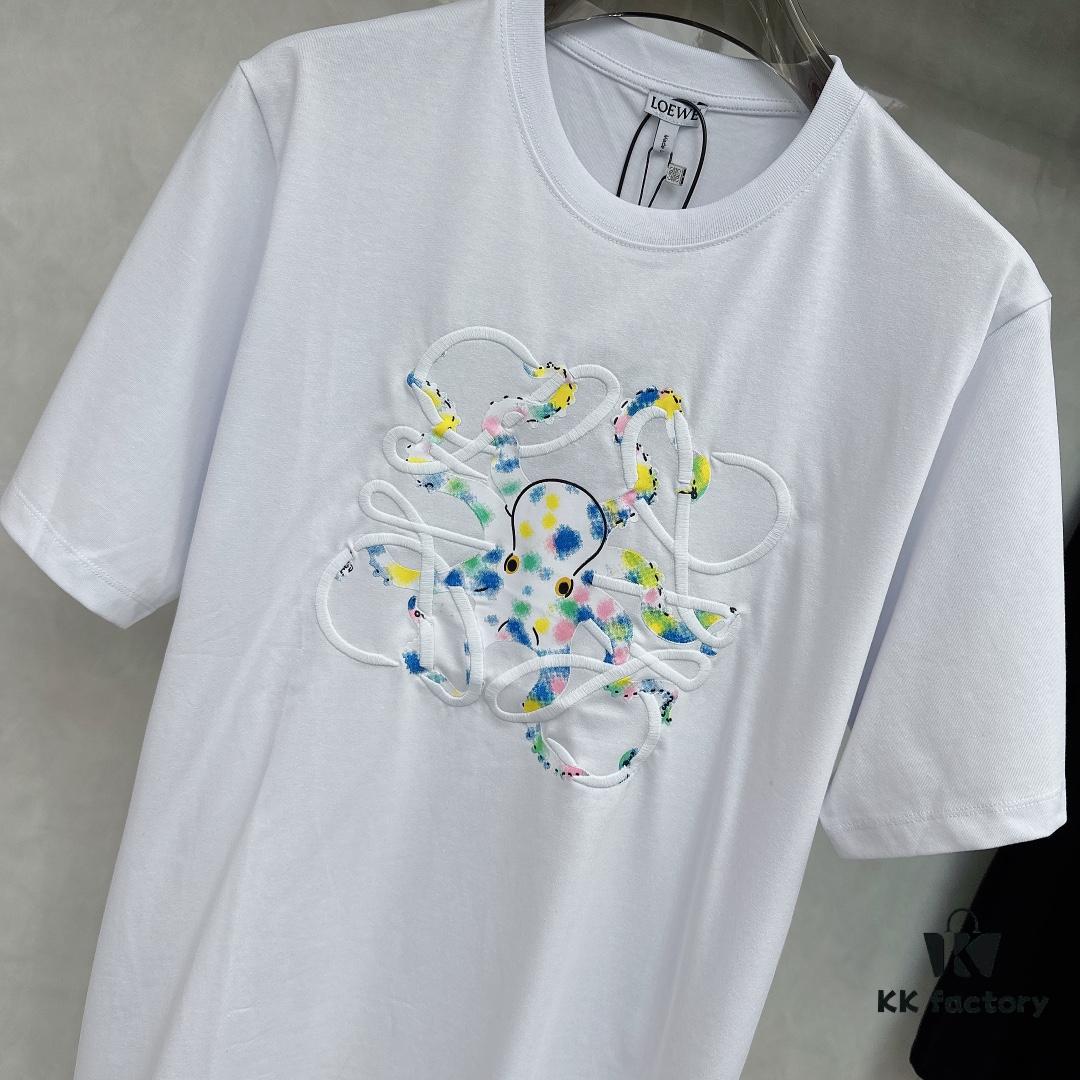 LOEWE Octopus Embroidered Short-Sleeve T-Shirt