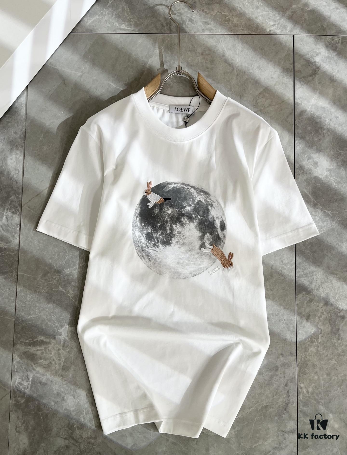 LOEWE 2025 Spring/Summer New Unisex Short-Sleeve T-Shirt, Italian Original Order Channel, Embroidered Logo Design, Premium Cotton Tee