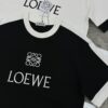 Loewe New 25s Unisex T-Shirt, Patchwork Design, Color-Blocked, 280g Premium Cotton Fabric, Soft and Comfortable, 3D Embroidery on Chest, Stylish and Unique, Original Customization with Complete Triple Labels