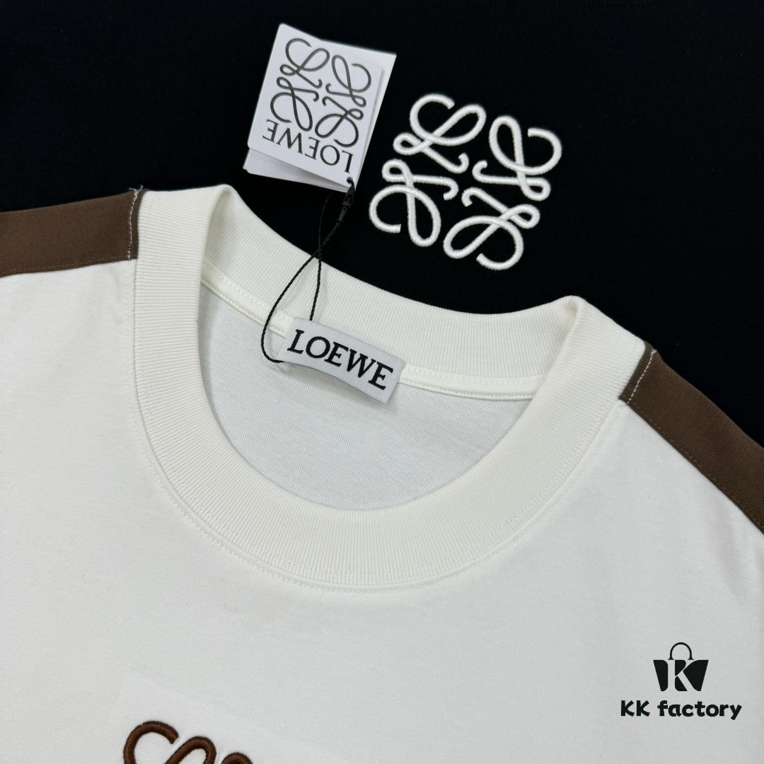 Loewe 25s New Arrival T-Shirt, Unisex, Panel Design, Color-Block Style, 280g Premium Cotton Fabric, Soft and Comfortable, 3D Embroidered Logo on Chest, Fashionable and Unique, Original Customized Version with Complete Triple Labels, Perfect for Men and Women